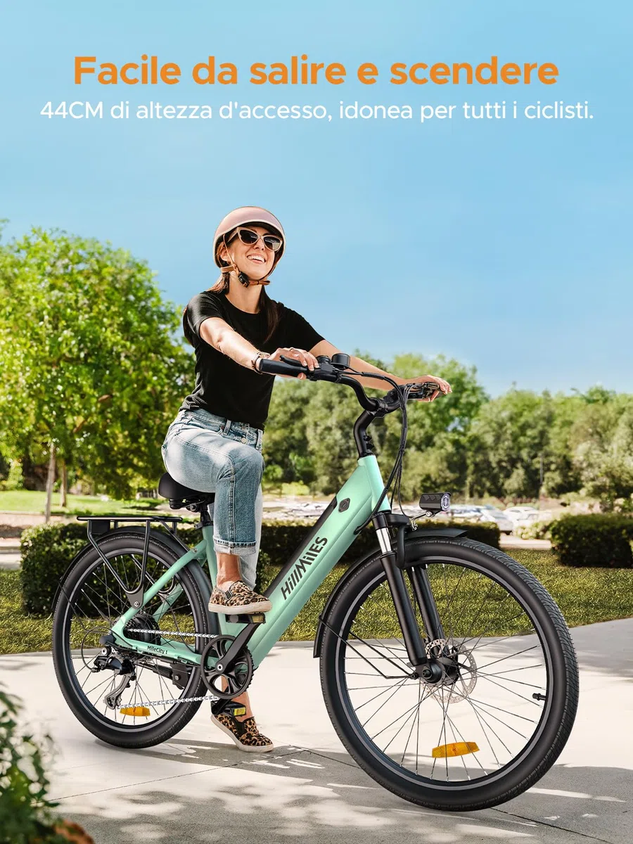 HillMiles Bici Elettrica Per Adulti Da 26", 7 Velocità Bicicletta Elettrica da 36V 13Ah Batteria Rimovibile, 25km/h & Autonomia di 80-100km E-bike Per Pendolari Urbani, IP65 impermeabile