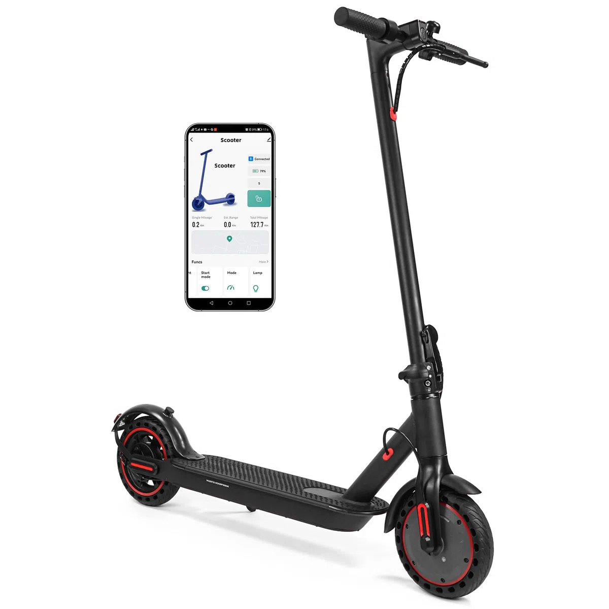 8,5" Monopattino elettrico pieghevole in lega di alluminio Connettività App legale per strada inclusa funzione di blocco Carico, 30Km di Autonomia, Batteria 387 Wh, Carico Massimo 120KG