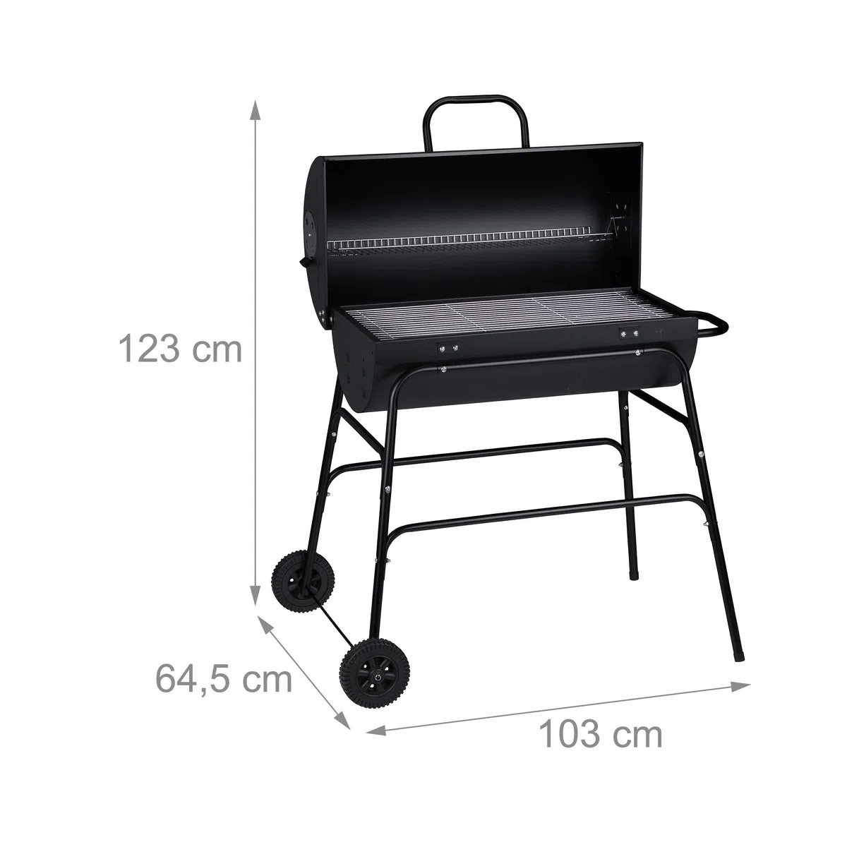 Relaxdays Griglia Portatile XXL, Instant Barbecue con Coperchio, Aerazione Regolabile, Stabile,HLP 96,5x103x64,5 cm,Nero