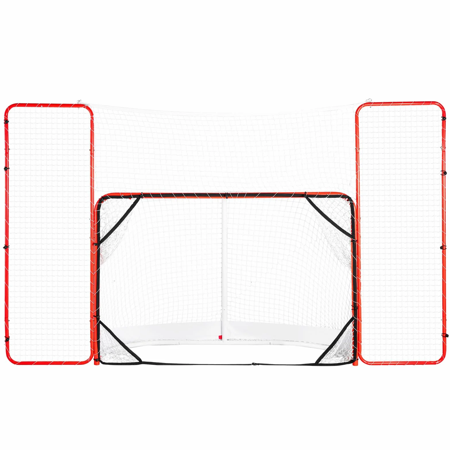 VEVOR Porta da Hockey con Parapetto e Bersagli, Rete da Hockey in Acciaio, Set di Porte da Allenamento per Hockey da 1830 mm Porta da Hockey Portatile per Interni ed Esterni con Rete, Bianco e Rosso