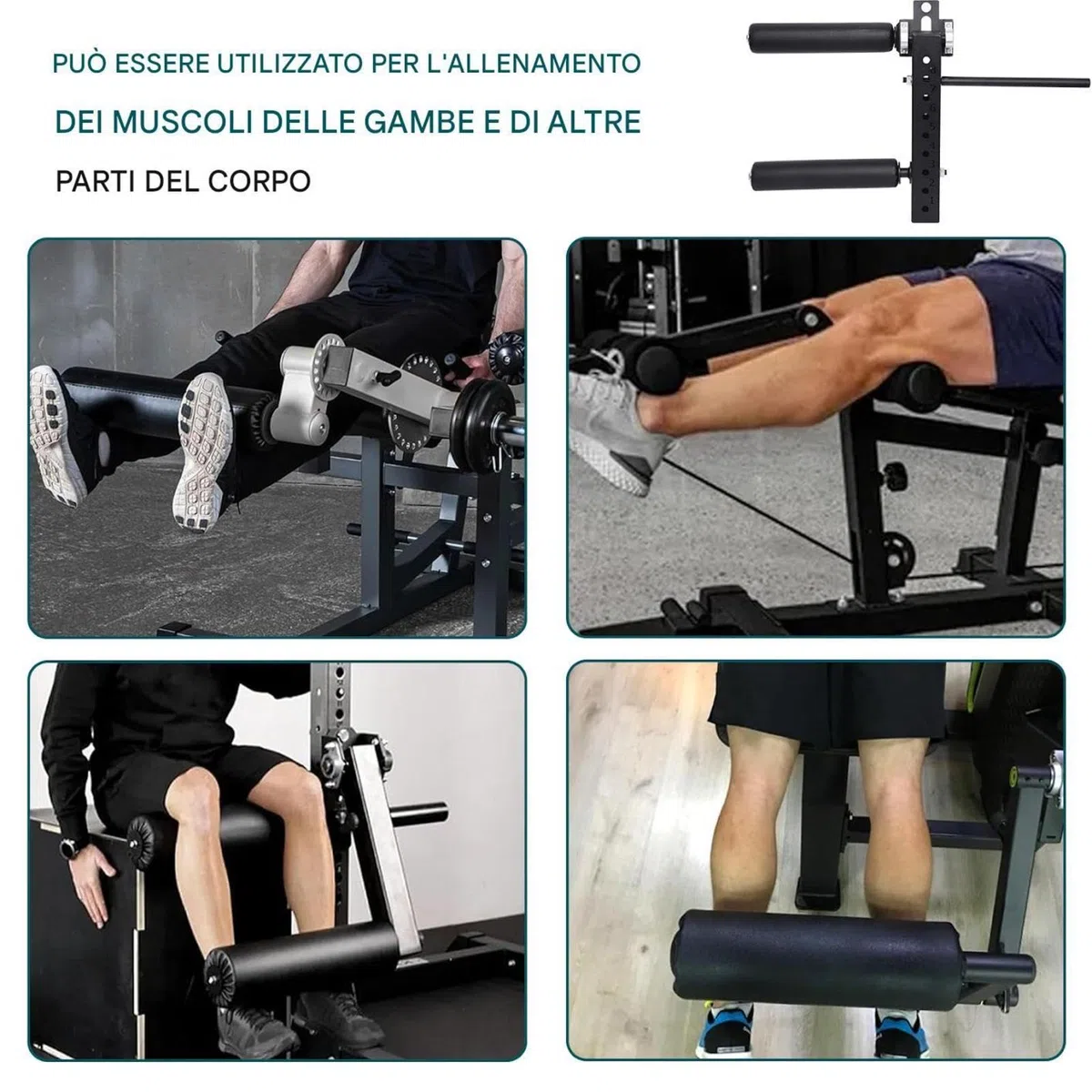 Leg Extension e Curl Regolabile, Accessorio Leg Extension, Macchina LegCurl da seduti, Capacità di carico massima 120 kg per allenare i muscoli delle gambe (18 mm/26 mm)
