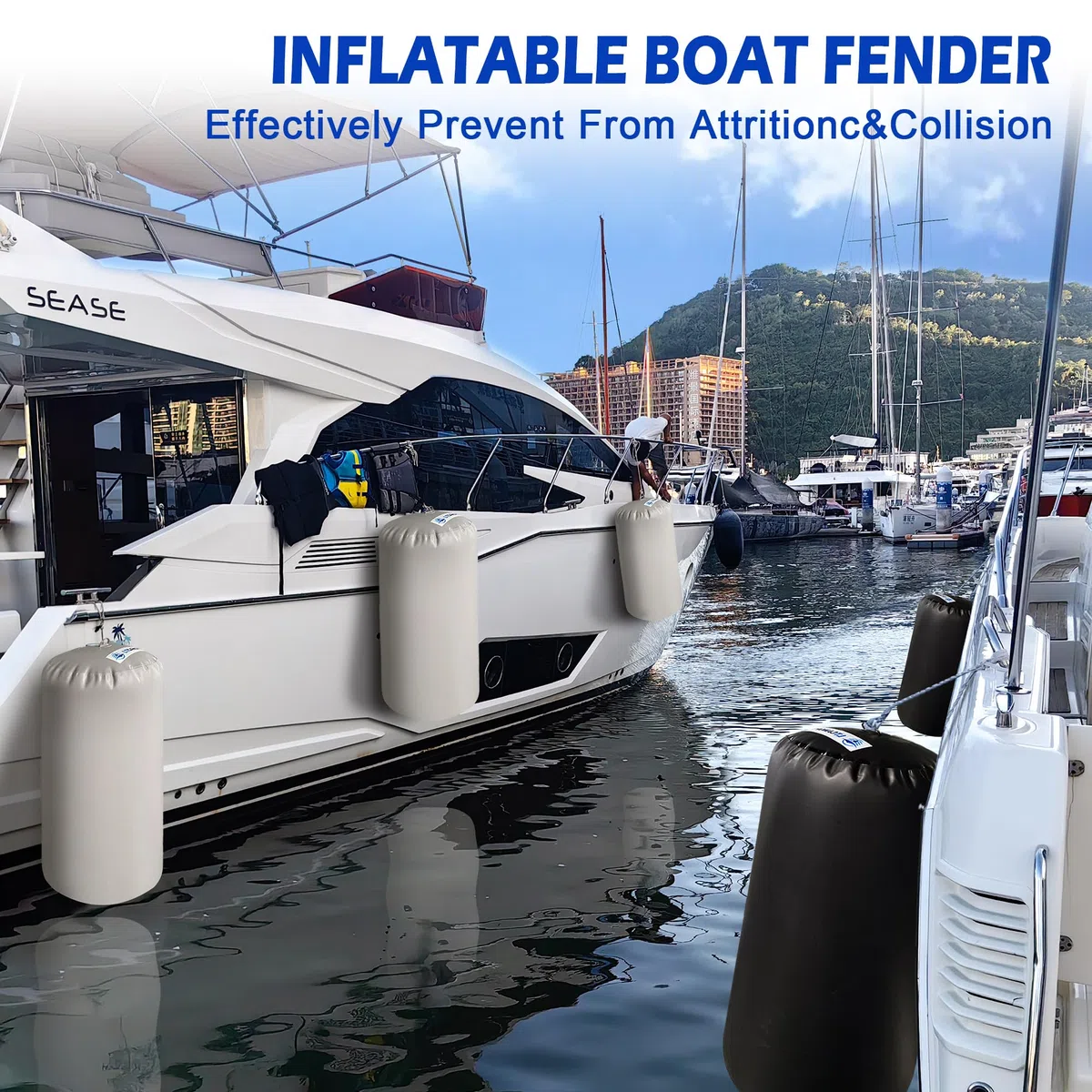 Parabordi Gonfiabili per Imbarcazioni, Il Paraurti per Imbarcazioni, Gli Yacht, il Decodificatore in PVC per Imbarcazioni Sono Dotati di Una Doppia Barra di Nylon, Pompa per i Piedi