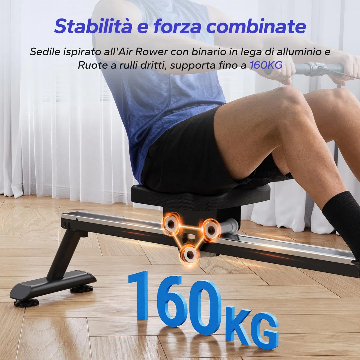 MERACH Vogatore ad acqua per casa, vogatore con resistenza all'acqua da 15 l, connettività Bluetooth e app, supporto per iPad, sedile ergonomico, conservazione verticale salvaspazio