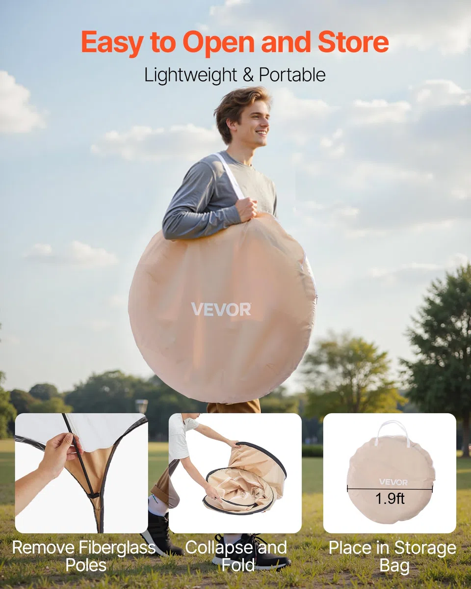 VEVOR Tenda sportiva pop up, 4 misure opzionali, trasparente, tenda a bolle per 1-6 persone, impermeabile per esterni, con tappetino e copertura superiore, tenda a cupola a igloo da giardino, tenda da