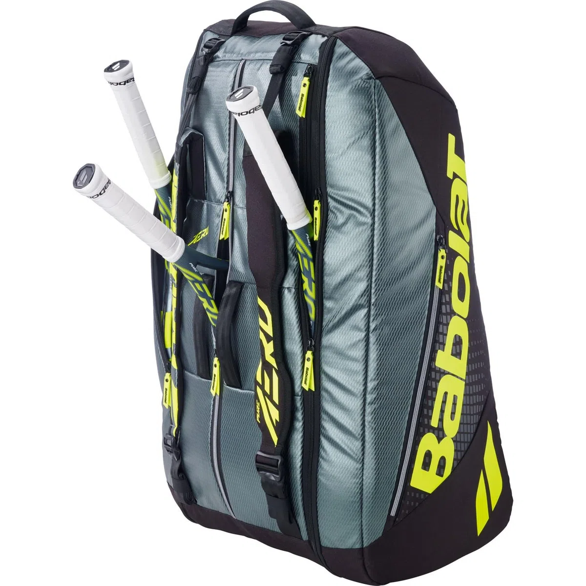 Borsa da tennis Babolat Pure Aero RH x6 (Grigio metallizzato/Nero/Giallo fluo)