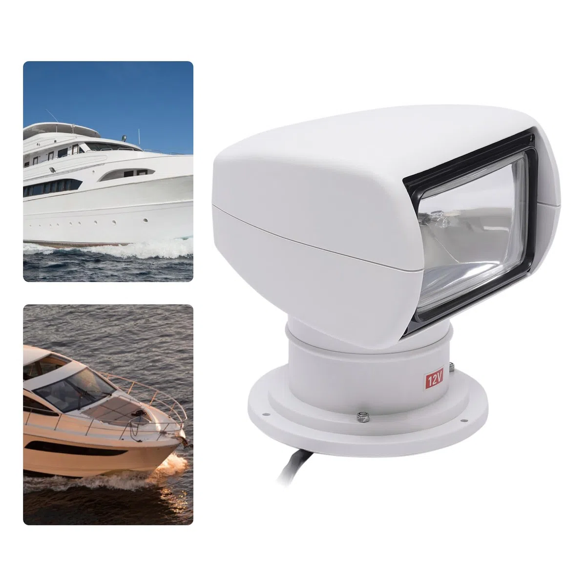 Faro per barca, girevole a 360 gradi, luce marina, 12 V, impermeabile, 100 W, barca da pescatore, barca, faro marino, telecomando, xeno, luce di ricerca per guardia costiera yacht