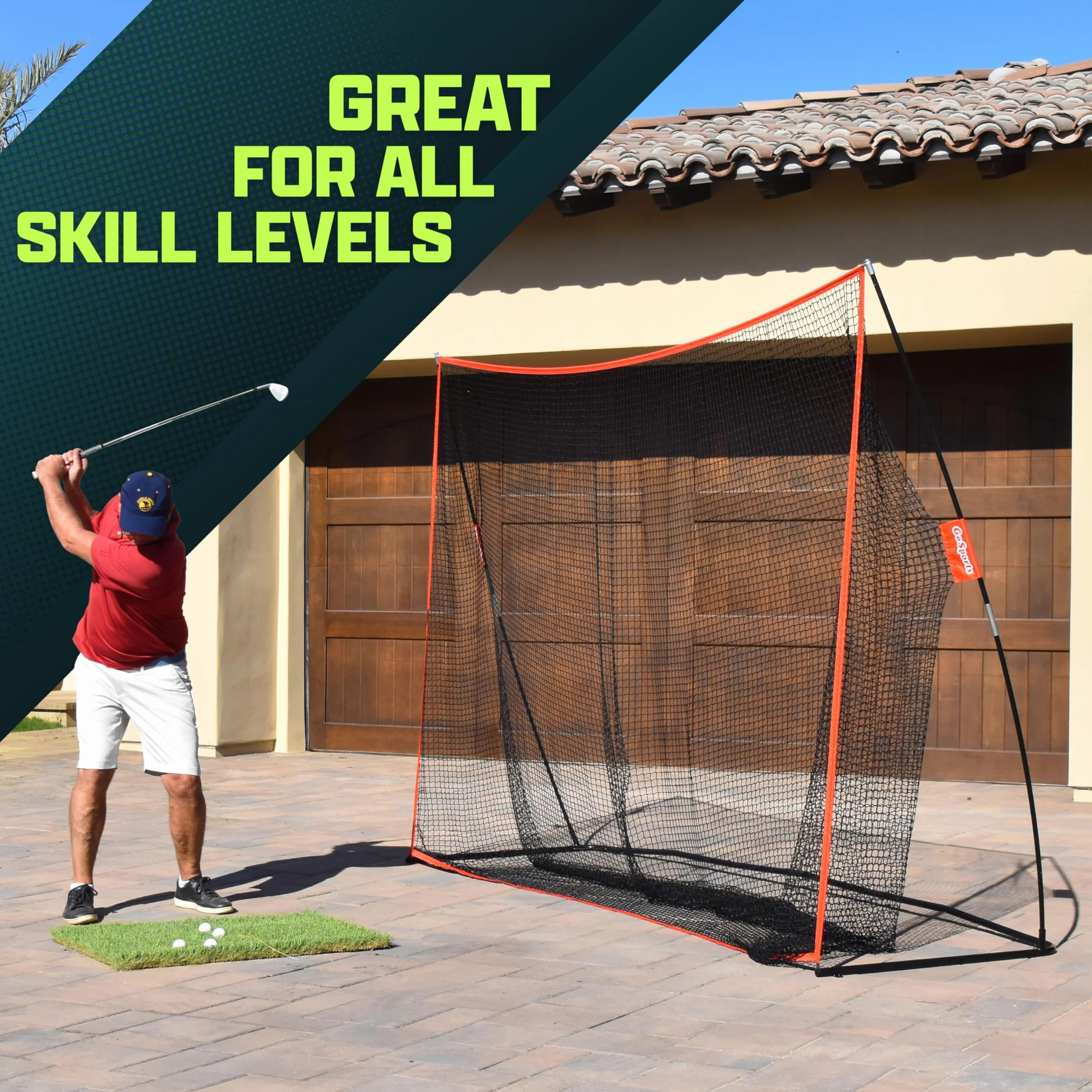 GoSports Golf Practice Hitting Net - Choose Between Huge 10' x 7' or 7' x 7' Nets -Personal Driving Range for Indoor or Outdoor Use - Designed by Golfers for Golfers