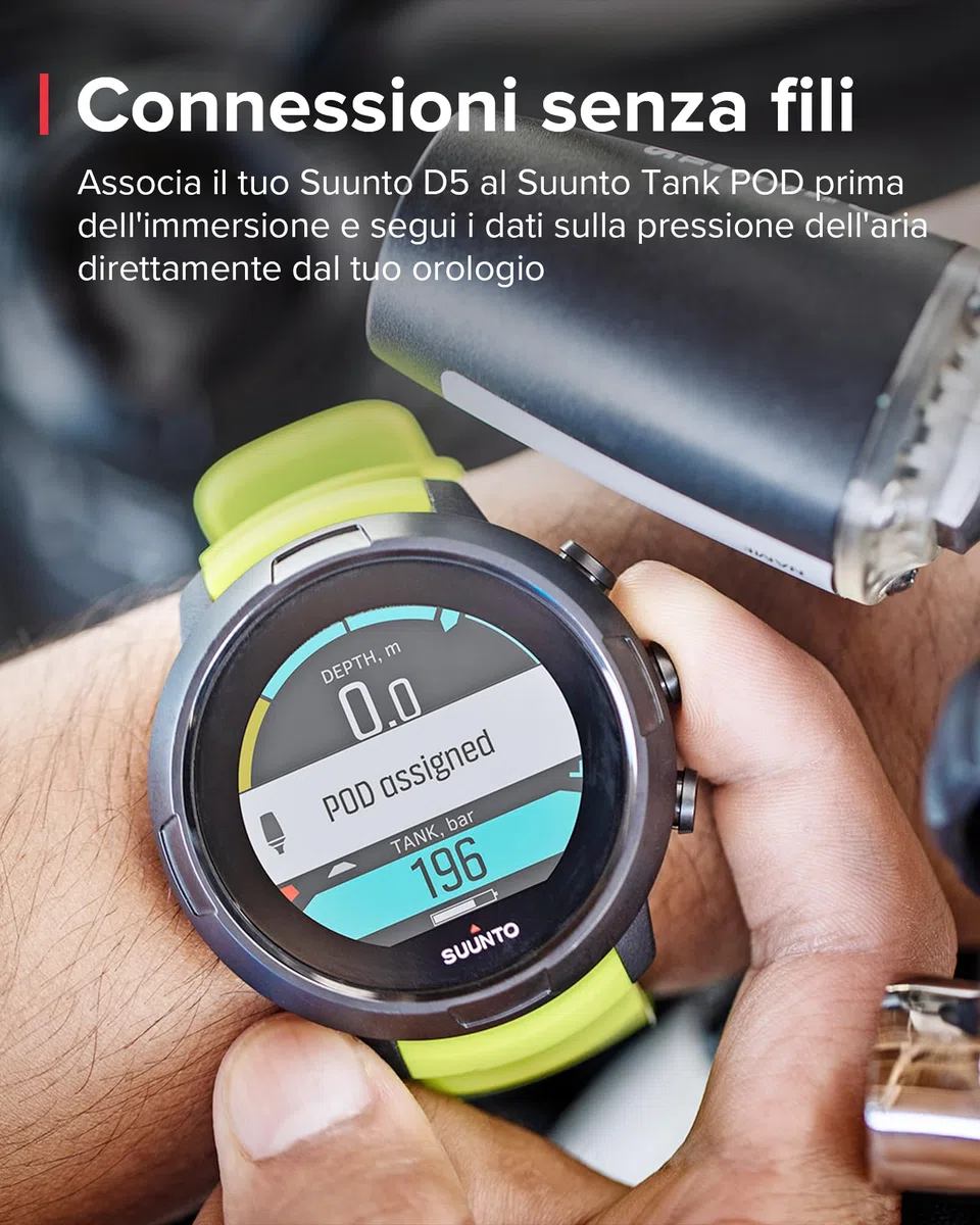 SUUNTO Dive D5 Orologio Subacqueo Digitale, Display Colori, Impermeabile 100 m, Computer Subacquei con Funzioni di Sveglia, Cronometro, Meteo, Bussola, Durata della Batteria 12 Ore in modalità Scuba