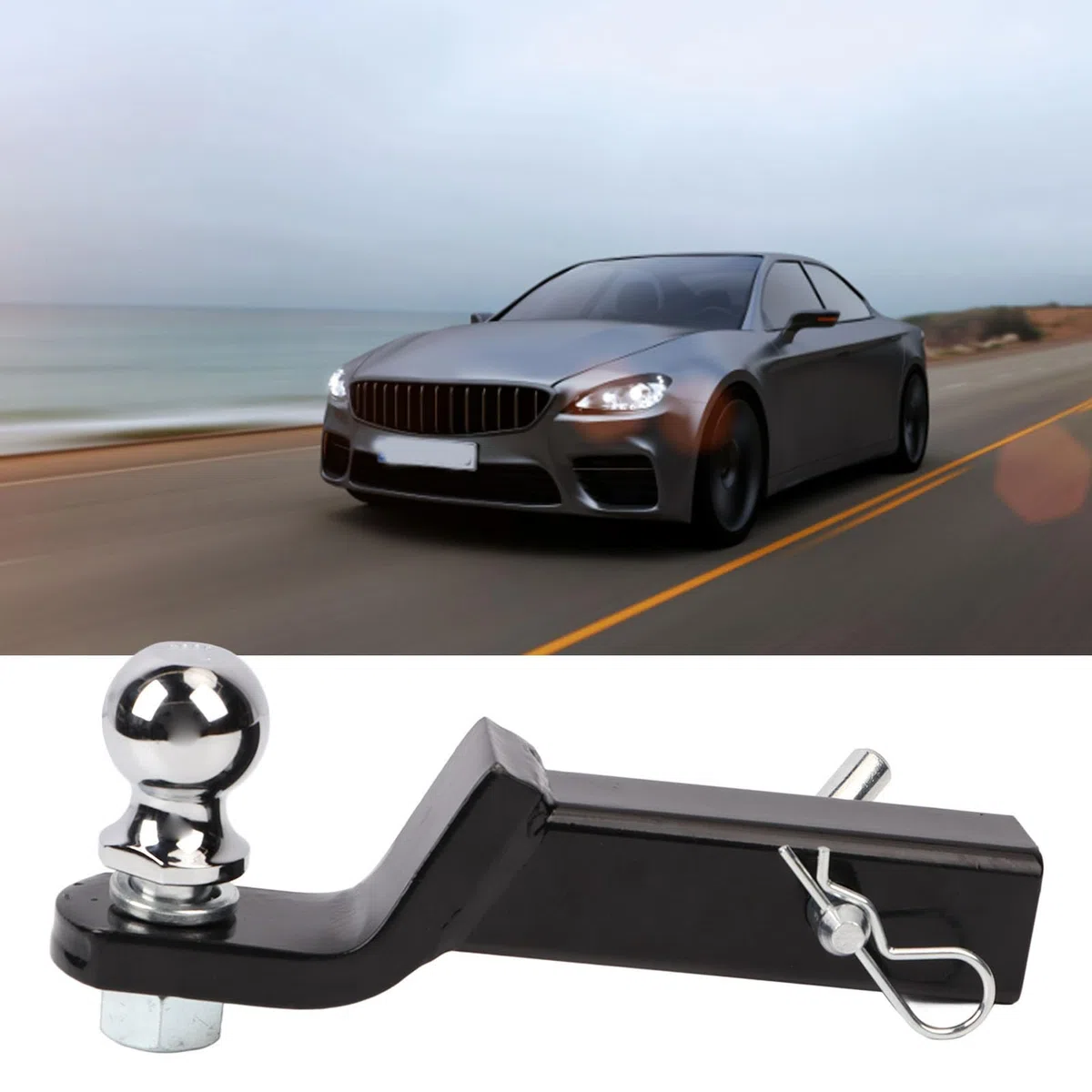 Asixxsix Gancio di Traino, 2,4 Pollici in Acciaio Regolabile Trailer Hitch Mount, Alta Sicurezza Durevole Facile Installazione Trailer Hitch Mount per Barche Campeggiatori