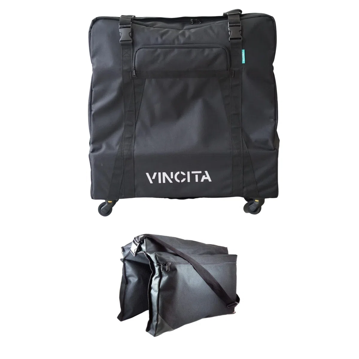 Vincita Sightseer 4.0 - Borsa da trasporto morbida per bicicletta pieghevole Brompton, con borsa per indumenti, quattro ruote staccabili e tracolla Brompton, soluzione leggera per viaggi aerei