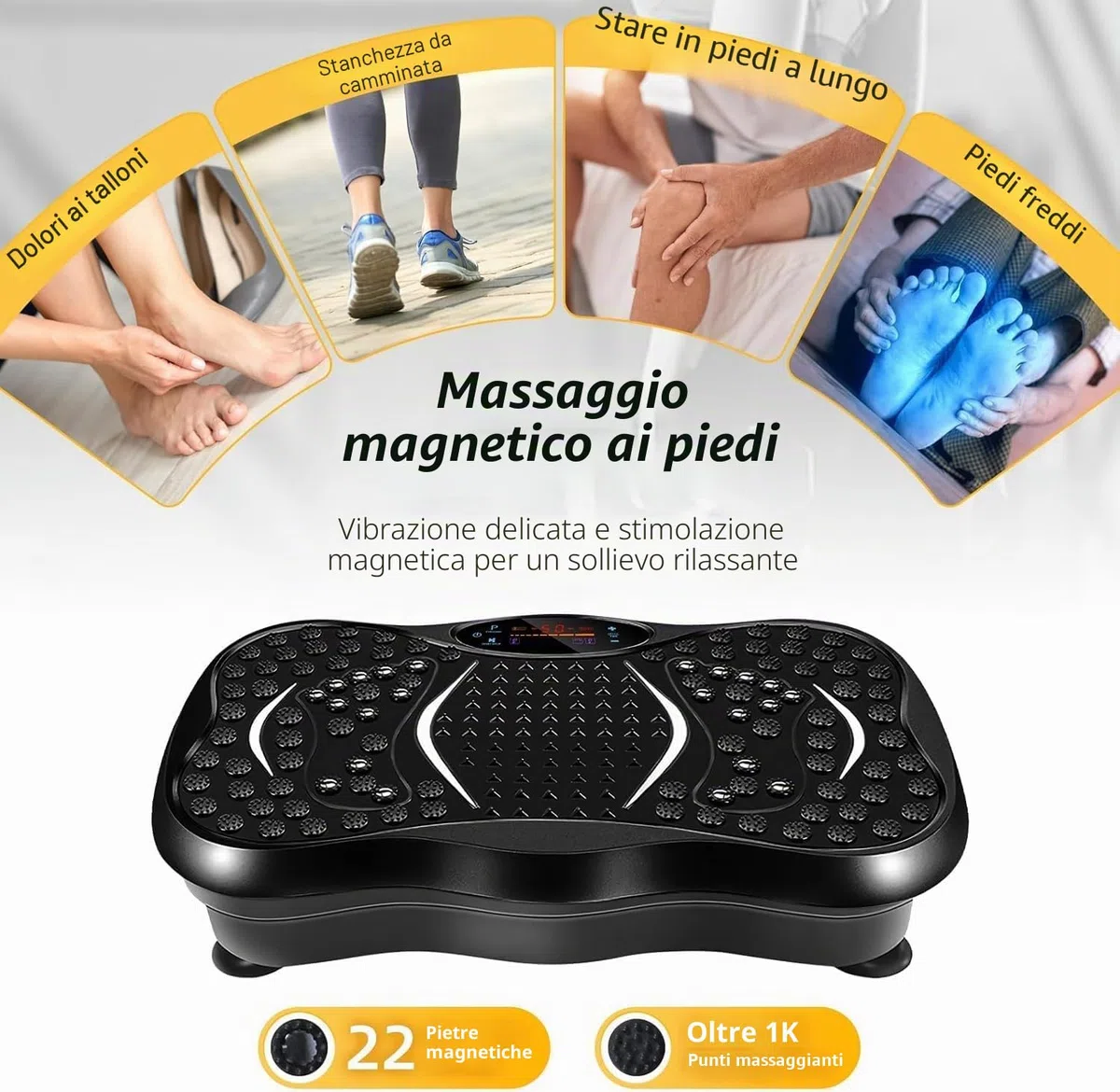 EVOLAND Piastre vibranti, macchina per esercizi fitness a vibrazione per uso domestico, con altoparlante Bluetooth, 5 modalità di programma, 2 bande di resistenza, allenamento fitness a vibrazione, carico massimo 149,7 kg (B)
