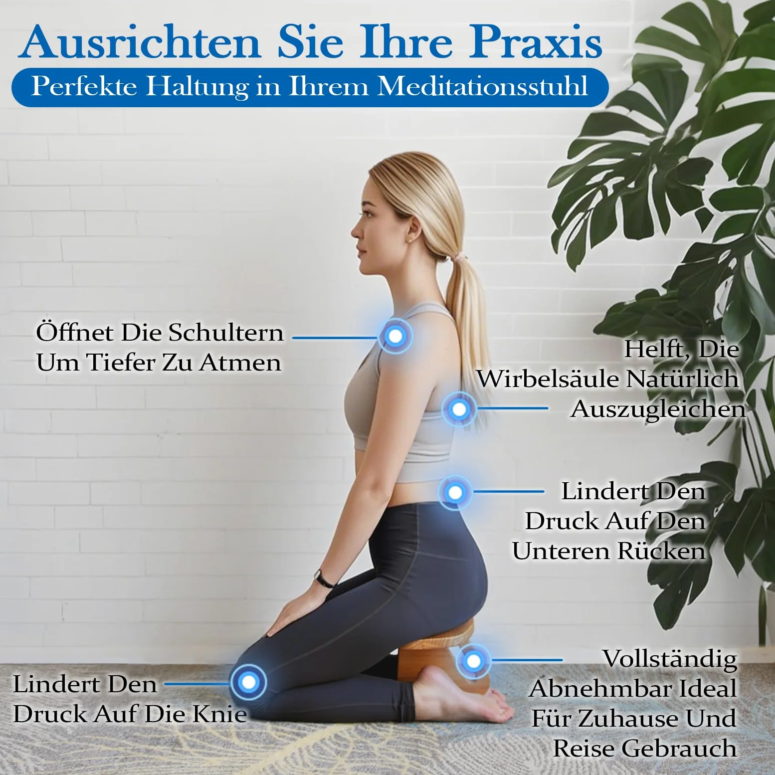 Enjoyfly Panca da meditazione portatile, rimovibile per yoga, meditazione, panchina da meditazione in legno, sgabello ergonomico da yoga, comfort e stabilità, ideale per yoga, preghiera, meditazione