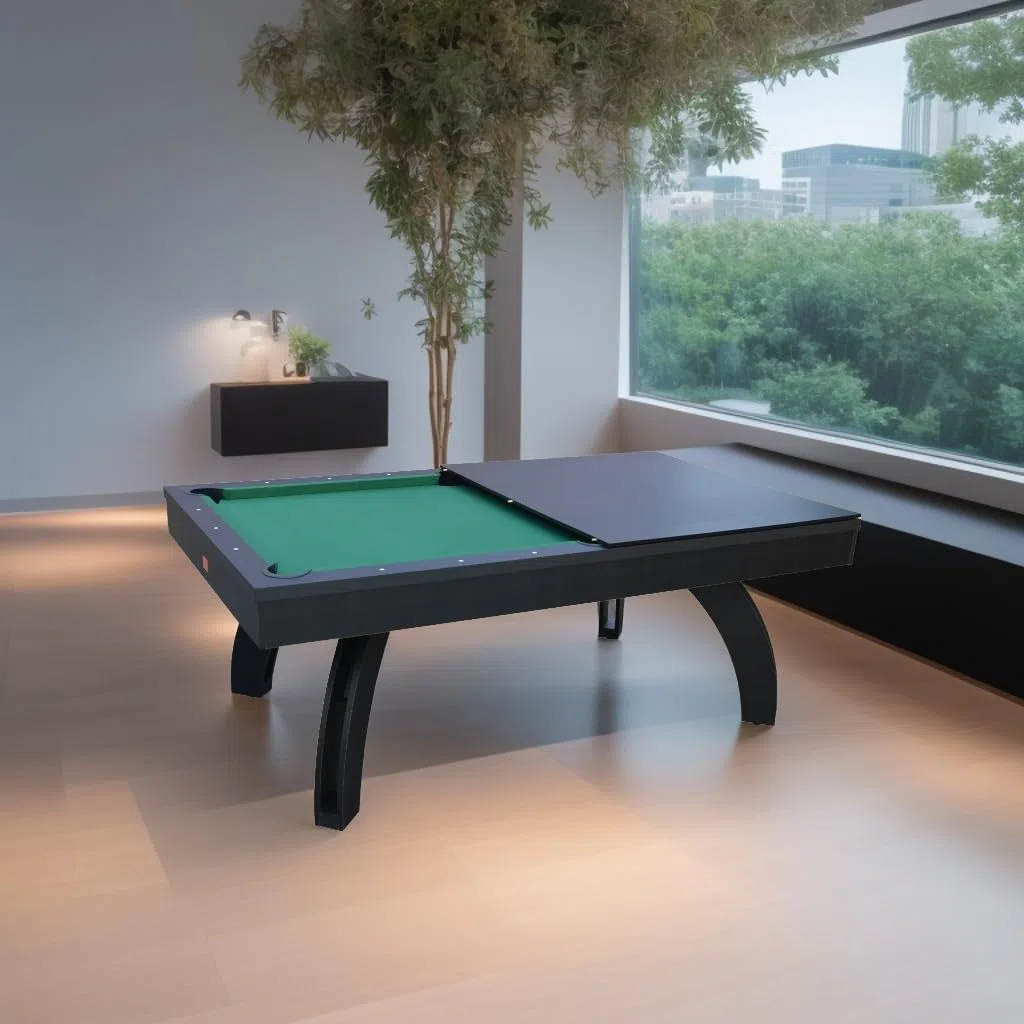 NGBiliardi Biliardo Sirio Nero Multifunzione 214 cm, Diventa Ping Pong e Tavolo da Pranzo