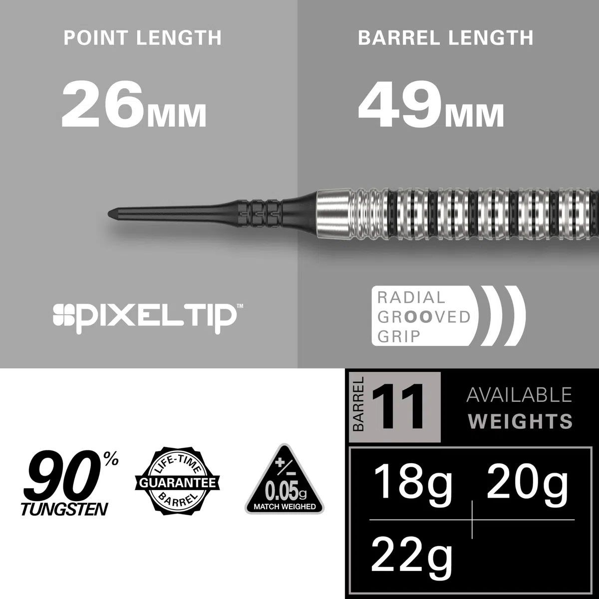 Target Darts EXO Edition 90% Tungsten Soft Tip Darts Set – Set di Freccette Professionali con Punta Morbida, Freccette con Punta Pixel con Alberi PRO Grip e voli No.6