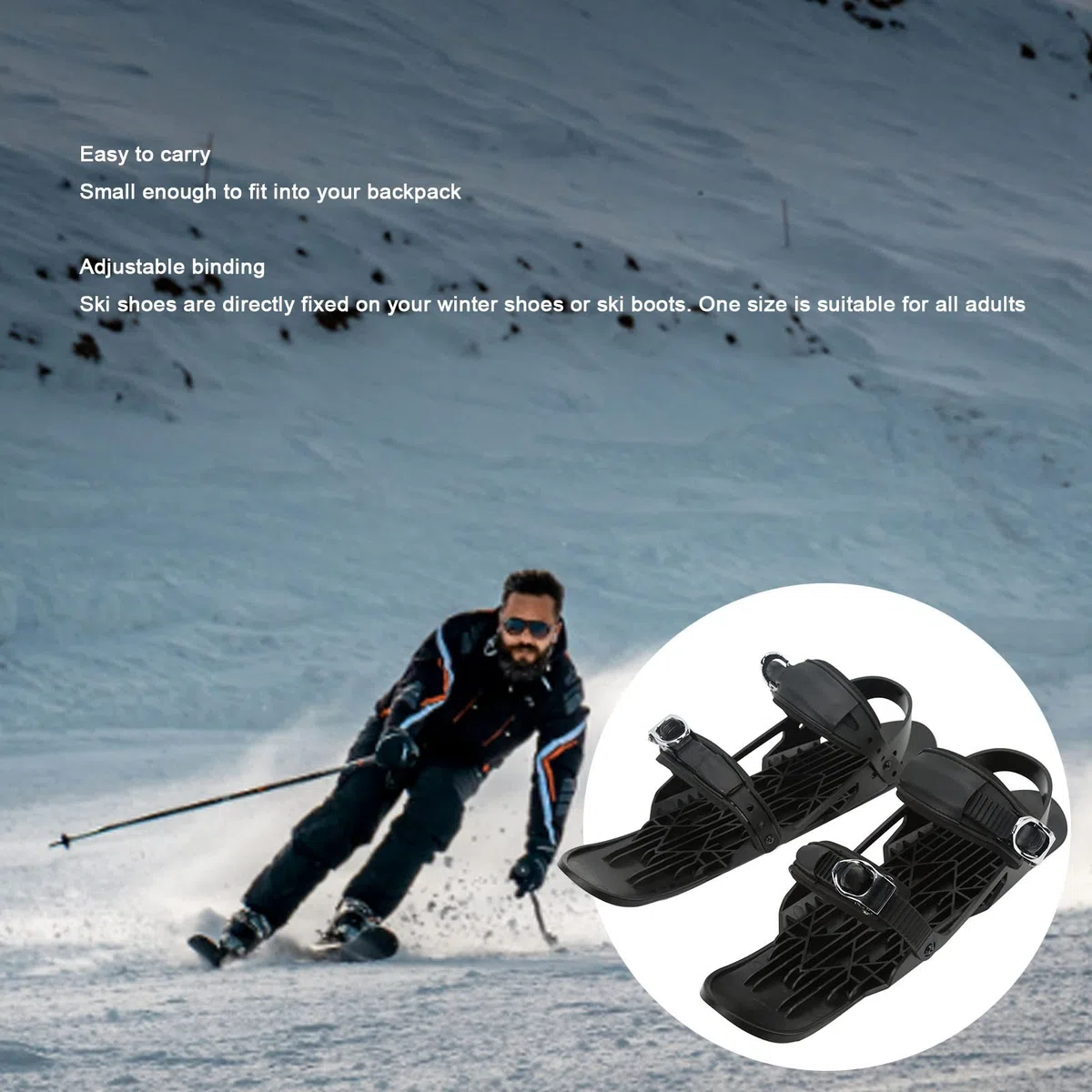Snowskate, Attacchi per Snowboard, Mini Pattini da Sci sulla, Snowblades Adulti Regolabili, Snowskates Corti Snowblades Skiboards, Scarponi da Sci Invernali