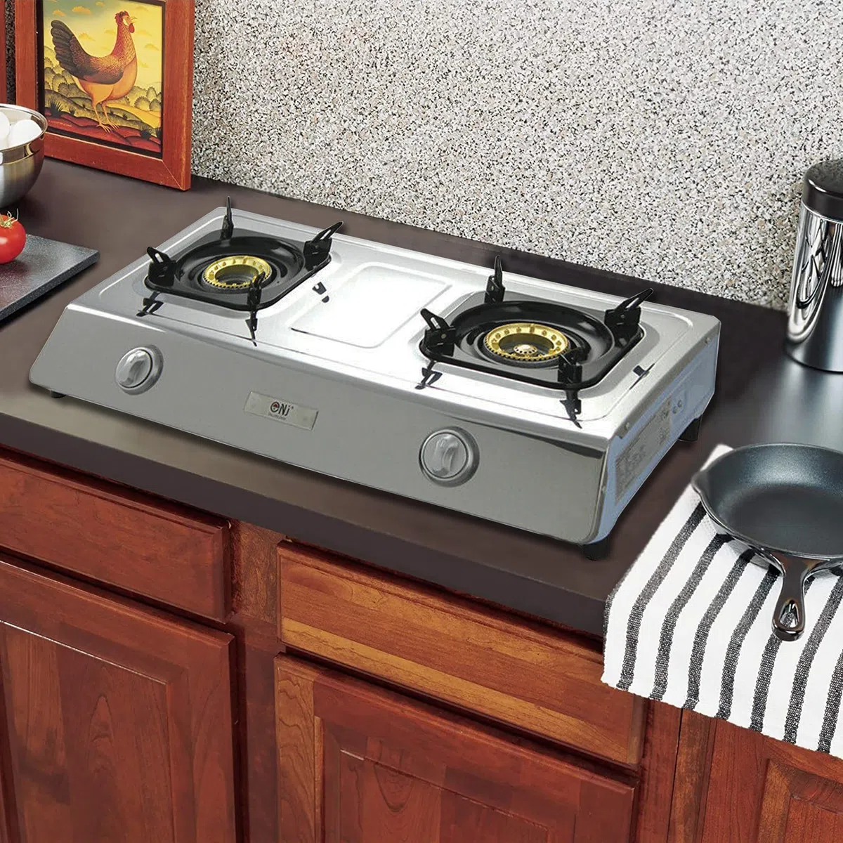 NJ NSD-2 Fornello a Gas - 2 Fuochi Piano Cottura Portatile Interna GPL