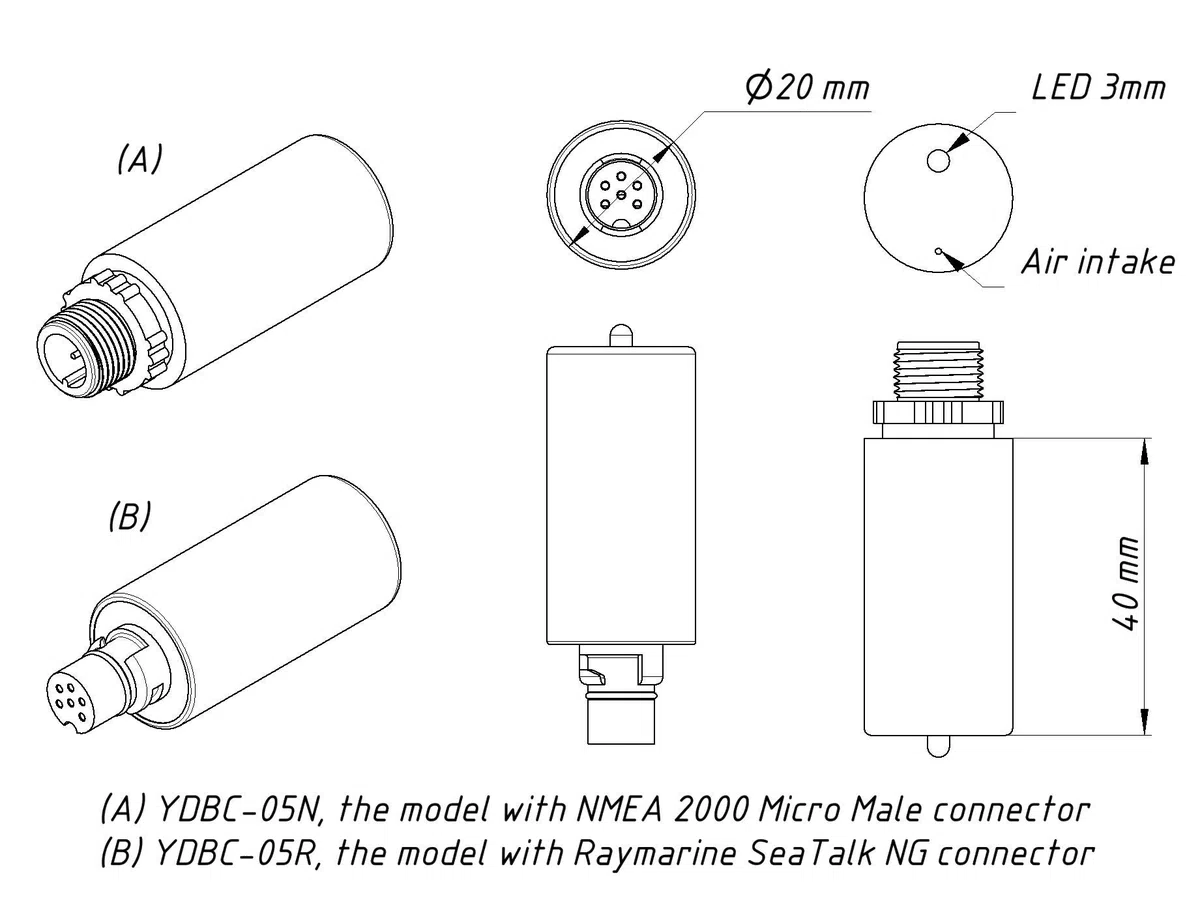 Yacht Devices Barometro YDBC-05 per reti NMEA 2000 DeviceNet (o RayMarine SeaTalk NG)