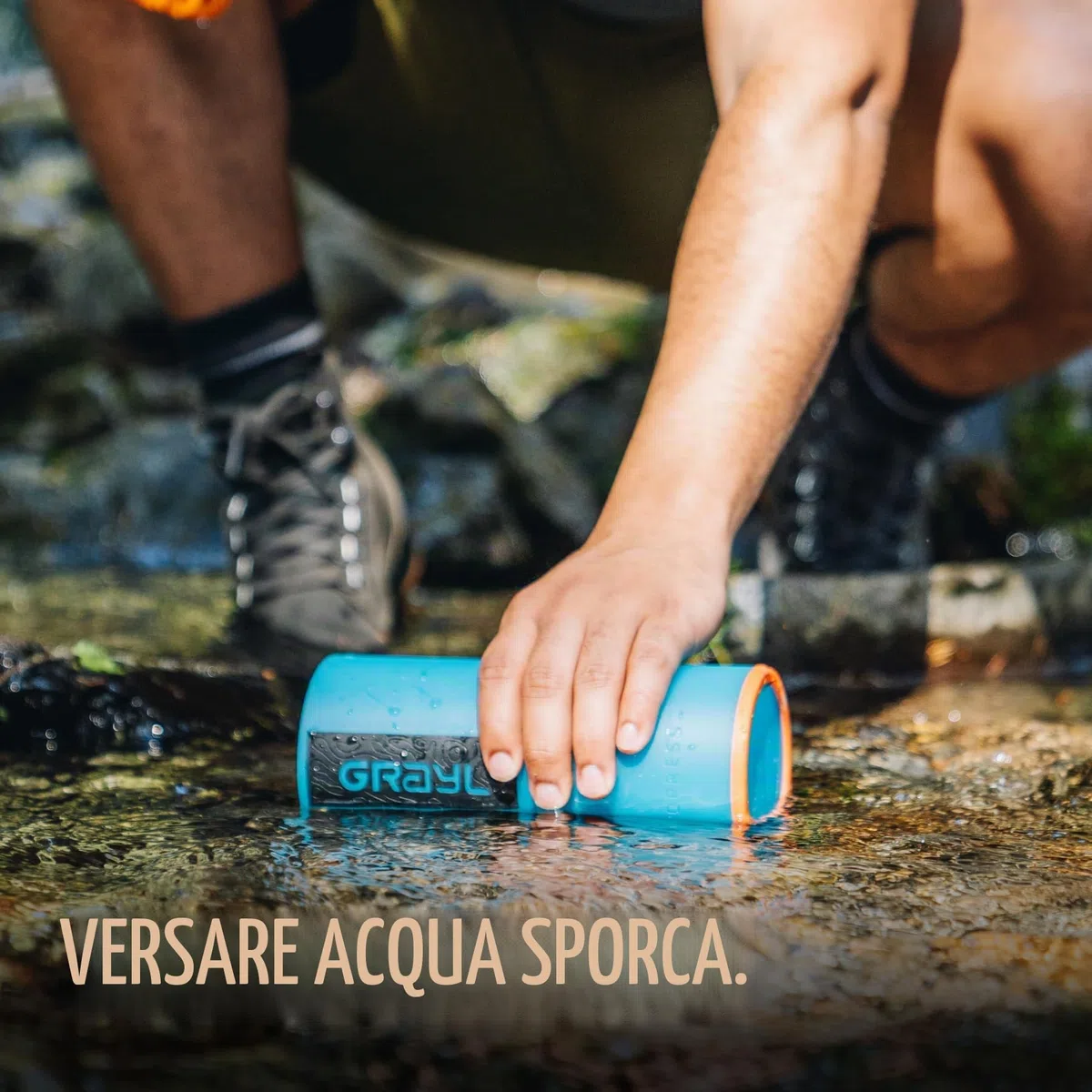 GRAYL GeoPress 710 ml, filtro acqua potabile, elimina il 99,99% di batteri e virus, perfetto per campeggio, sopravvivenza e viaggi (Bali Blue)