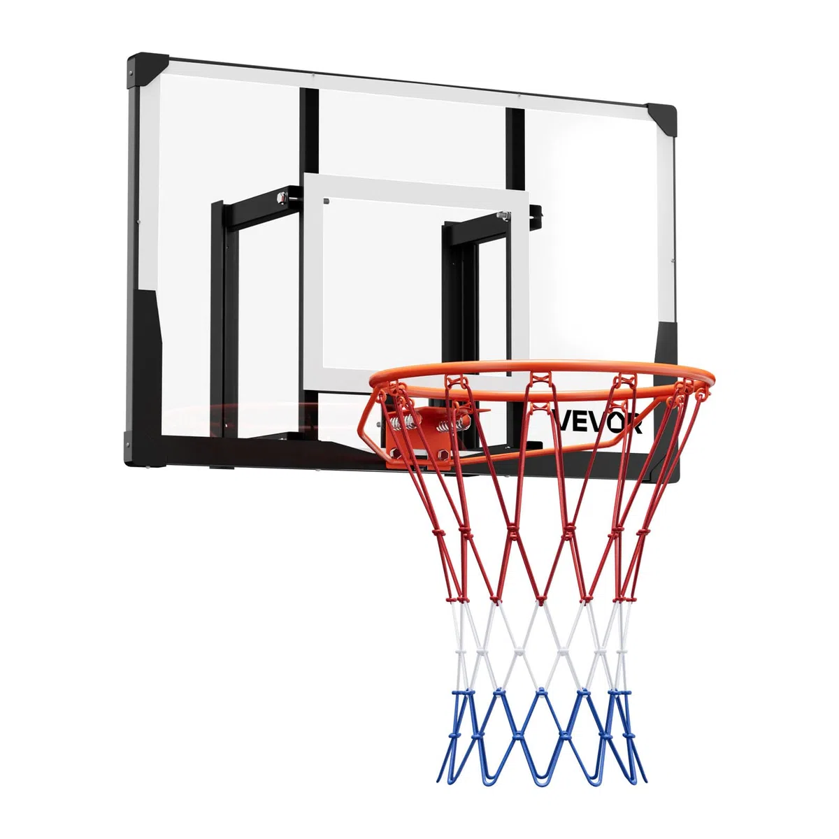 VEVOR Canestro Basket Esterno Interno con Tabellone in PC da 1117,6 mm e Tabellone con Spessore di 2 mm, Rete in Nylon Intrecciato Spesso, Canestro da Basket Peso di 10 kg Professionale e Divertente