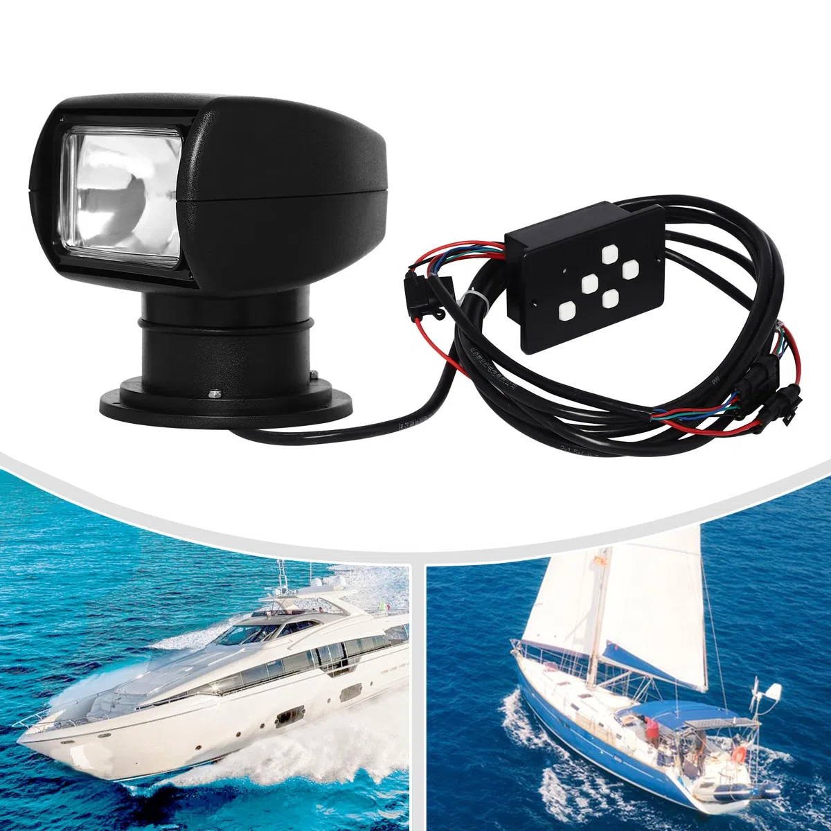 Treeisland Faro da lavoro, 12 V, 100 W, con telecomando, IP66, impermeabile, per barca, yacht