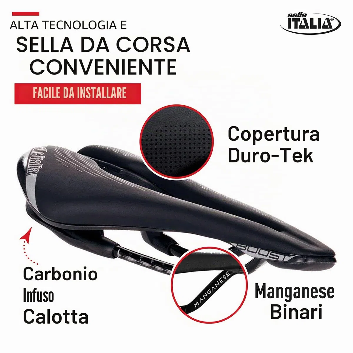 Selle Italia Sp-01 Boost Tm Superflow - Sella Bicicletta da Strada con Design Moderno, Comoda con Foro Superflow Unisex Adulto