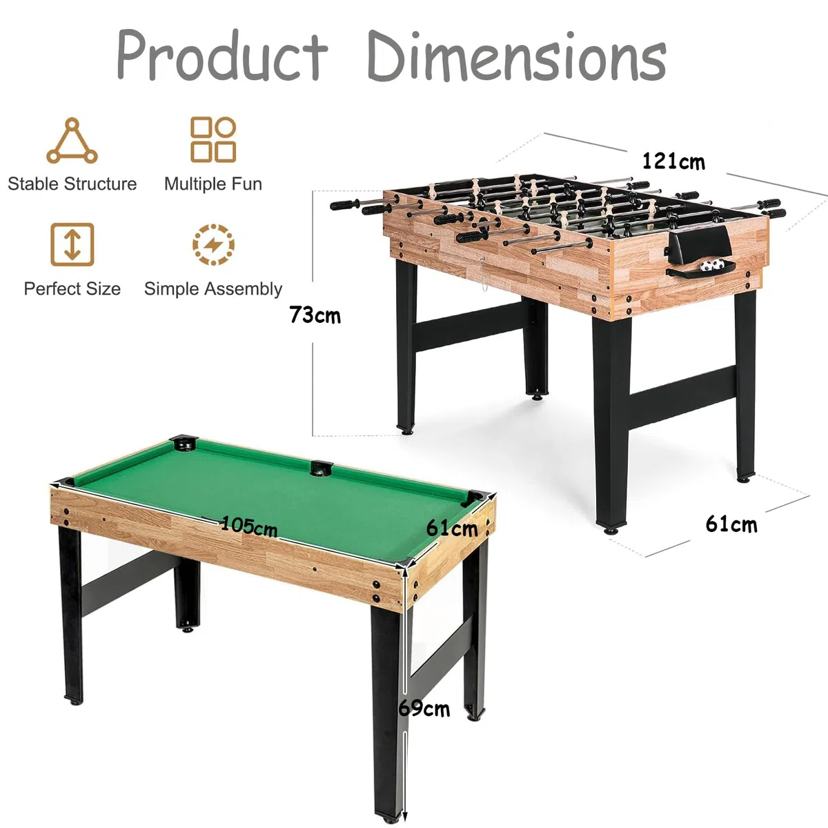 4 in 1 tavolo multi gioco, tavolo da gioco sportivo combinato per bambini tavolo da biliardo,biliardino,tavolo da ping pong,air hockey con tutti gli accessori grande regalo per i bambini