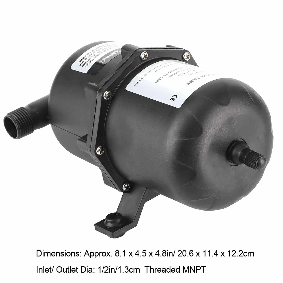 Serbatoio a Pressione Dell'accumulatore, Yctze Serbatoio a Pressione Dell'accumulatore Controllo del Flusso della Pompa Dell'acqua 0,75 L 125PSI Impermeabile per Barca RV Marina shurflo accumulator pe