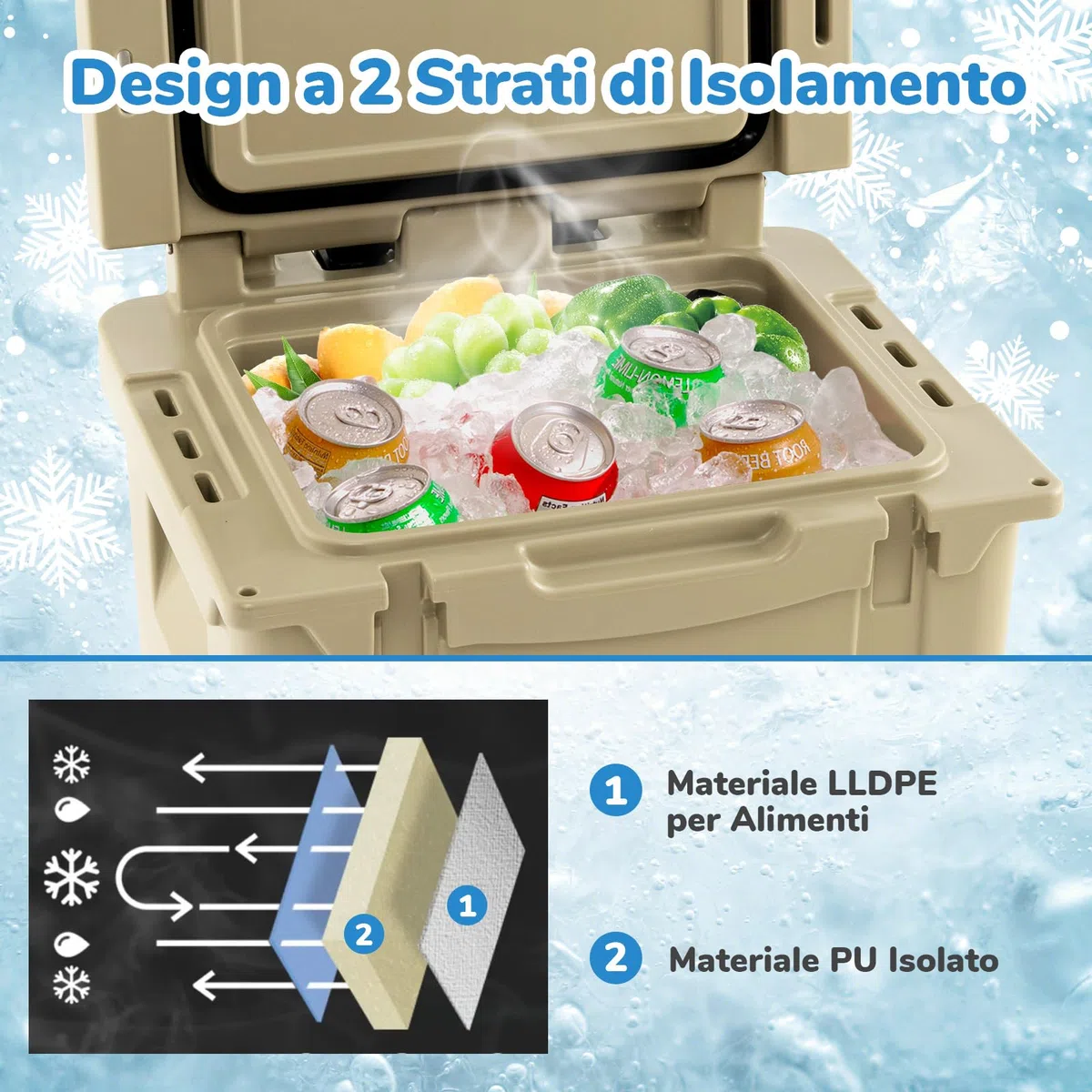 COSTWAY Borsa Frigo Portatile da 43 L, Ghiacciaia Portatile con Ruote, Maniglia in Alluminio, Apribottiglie, Frigo Portatile per Campeggio, Pesca, Viaggi, Spiaggia
