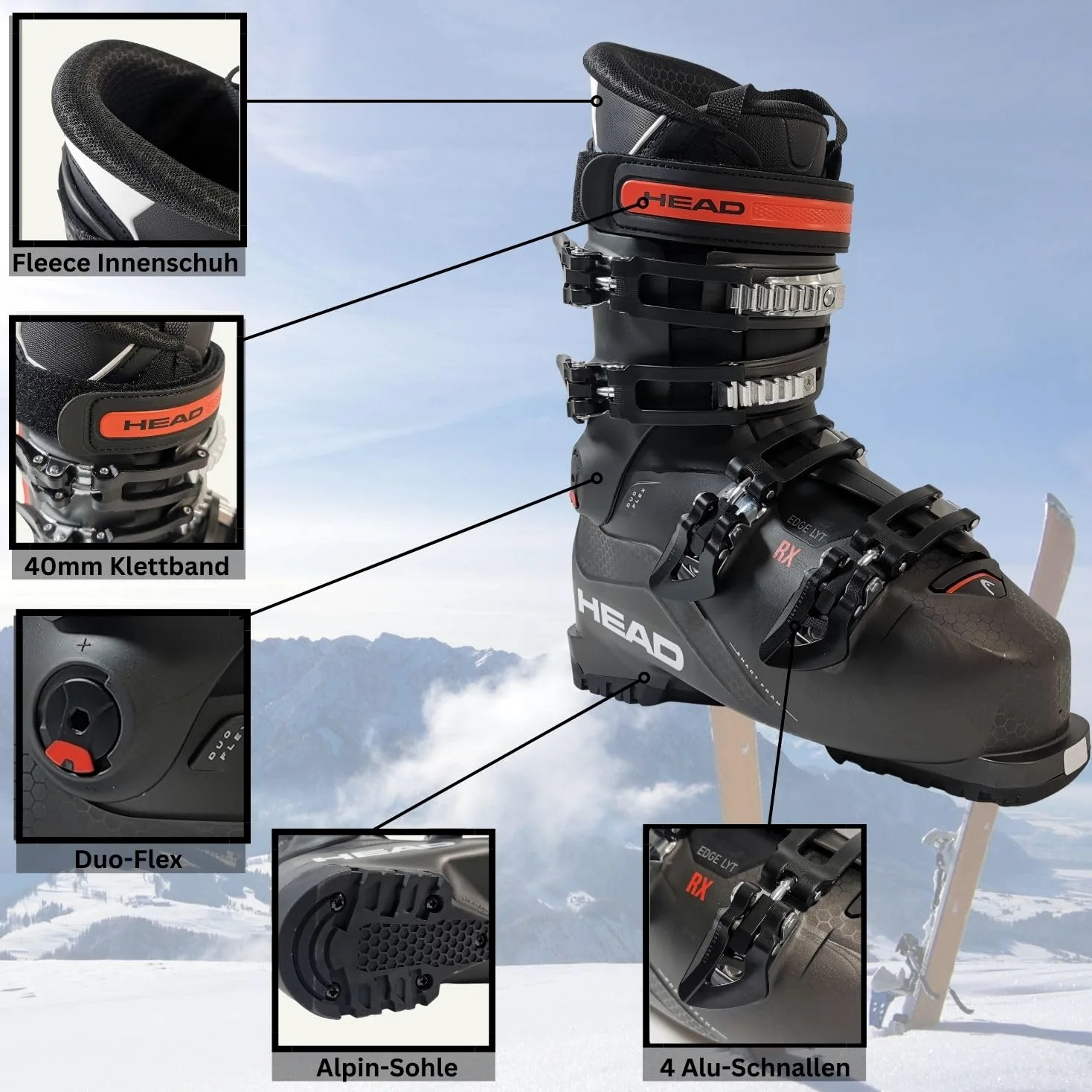 Head Edge LYT RX HV Flex 80 - Scarponi da sci alpino, da uomo, per principianti ed esperti
