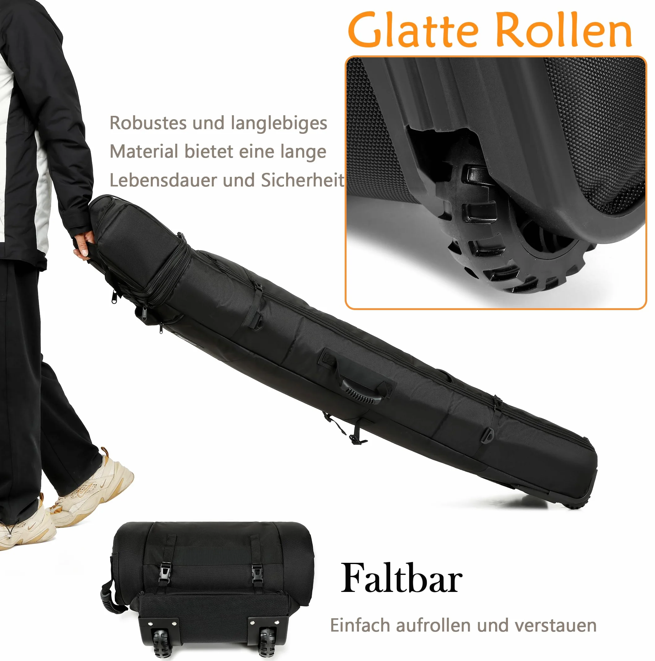 Borsa da Snowboard con Ruote Borsa da Sci da Viaggio imbottita Regolabile per Snowboard da 175 cm Scarponi da Sci e Attrezzatura