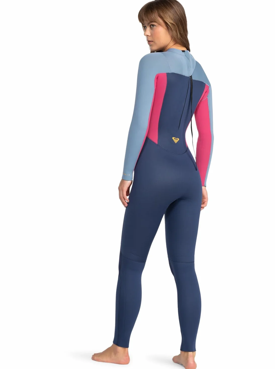 Roxy Womens Prologue 4/3mm Back Zip Wetsuit - Dark Denim - Lightweight - Fabrics: FREEMAX neoprene at body & legs