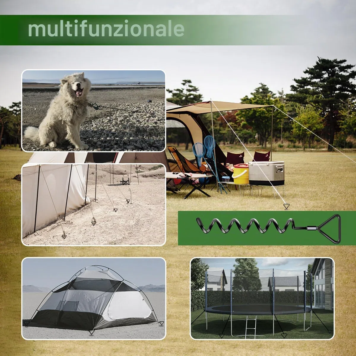 Ancoraggio a terra, 4 pezzi, resistente, resistente al vento, con cinghie