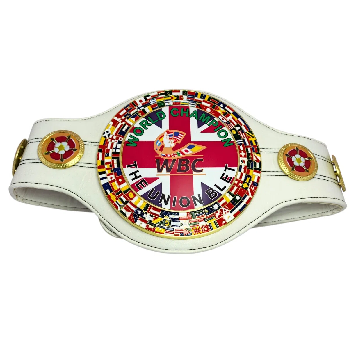 WBC Cintura Replica Bianca World Union Championship - Cintura regolabile per adulti, in pelle sintetica di alta qualità, pezzo da collezione