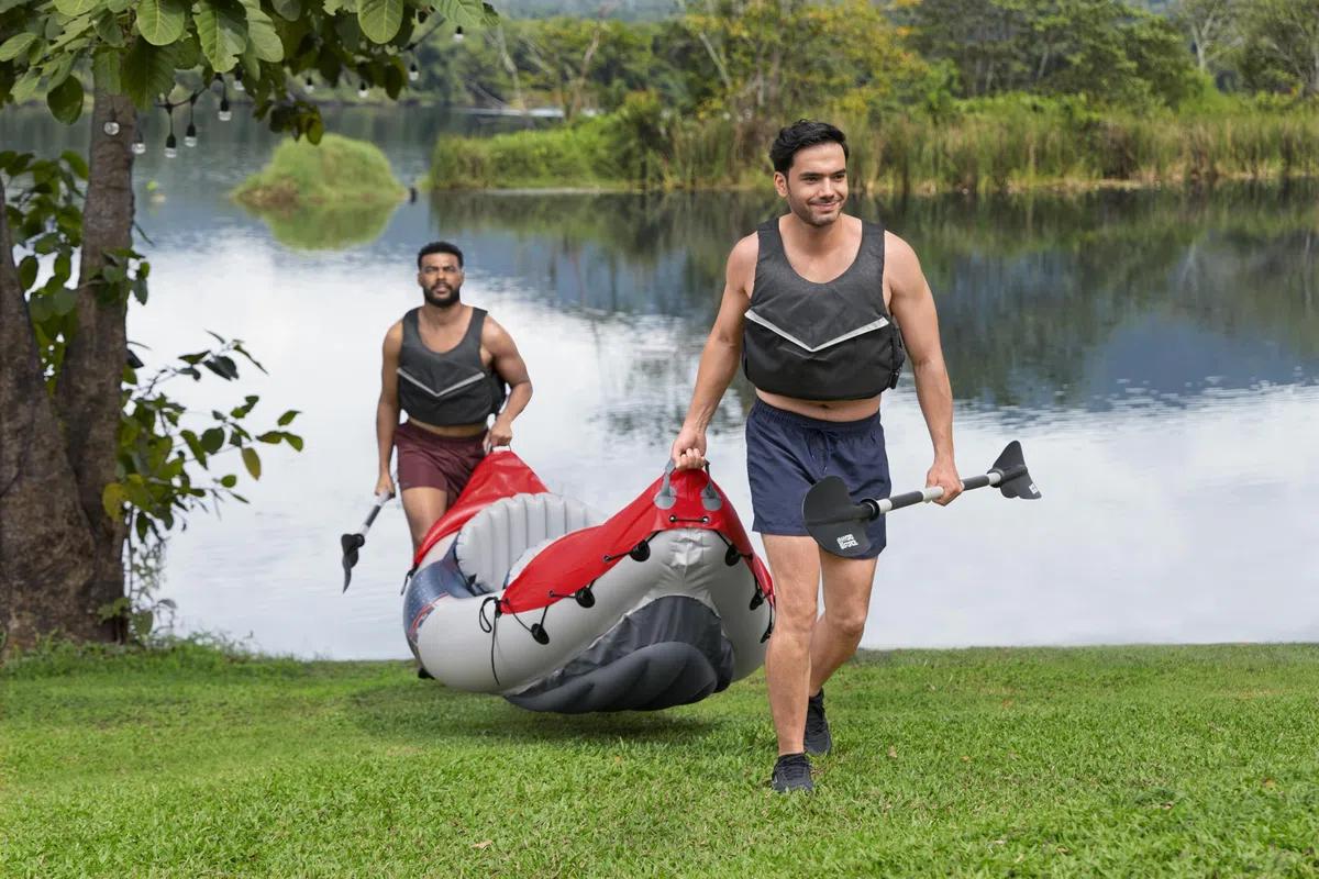 Hydro-Force Rapid Kayak 2 Person Inflatable Kayak Set with Seats, Backrest, Paddles, Hand Pump and Carry Bag