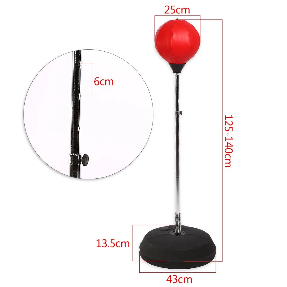 Wakects Set Boxe Bambini con Punching Ball e guantoni, Base da Riempire con Acqua o Sabbia, con Guanti da Boxe, Regolabile in Altezza da 125 a 140 cm, per Adulti e Adolescenti