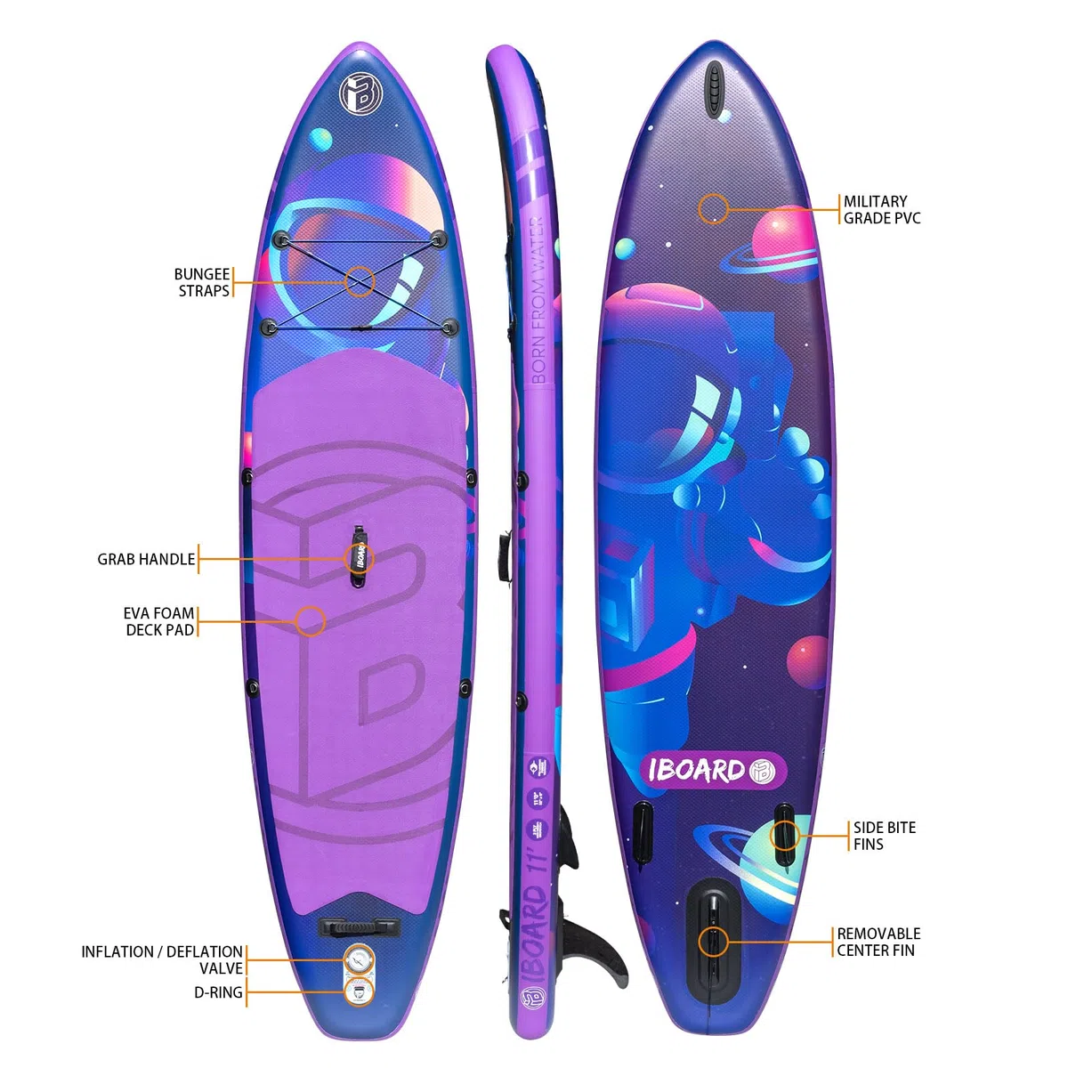 Tavole gonfiabili per stand up paddle 11 ′ × 33 × 6 ″ con accessori spessi e eccellenti per tavola da SUP, ampia e stabile ad alto carico gonfiabile per giovani e adulti