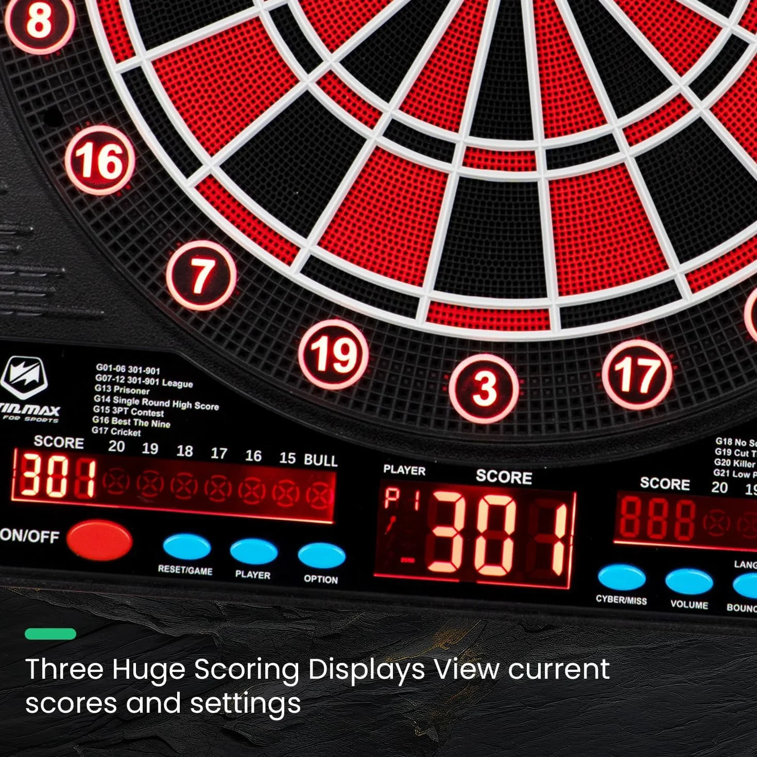 WIN.MAX Freccette Elettronico, Set di Armadio Decorativo Bersaglio Freccette Offre 34 Giochi per un Massimo di 8 Giocatori tra cui 12 Frecce a Punta Morbid