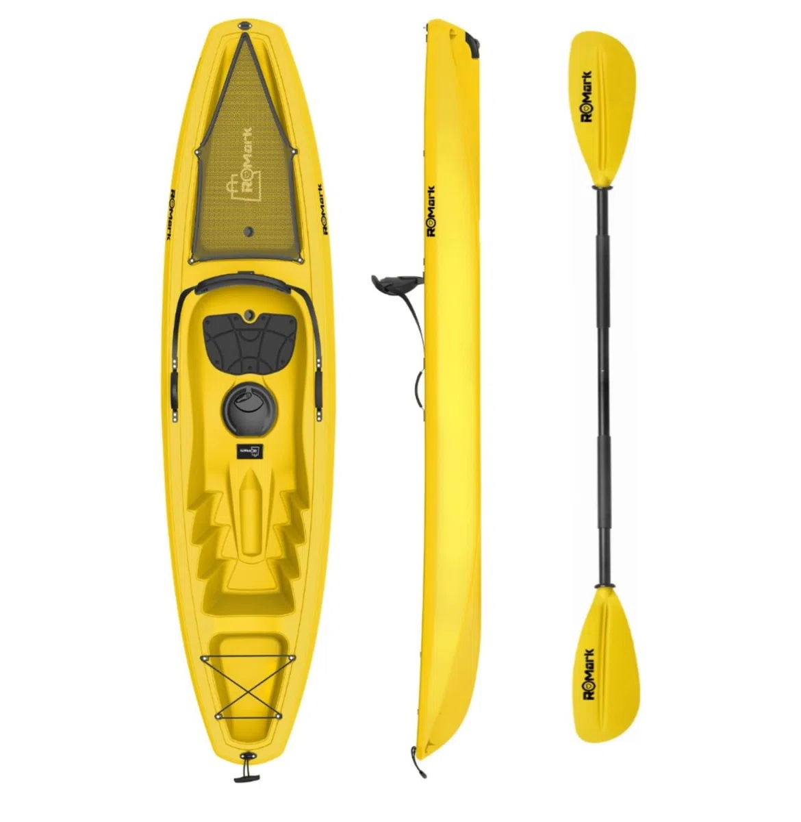 ROMARK Kayak - Canoa da 268 cm - VARI COLORI - 1 gavone + 1 pagaia + 1 seggiolino + 1 ruotino mare sport lago