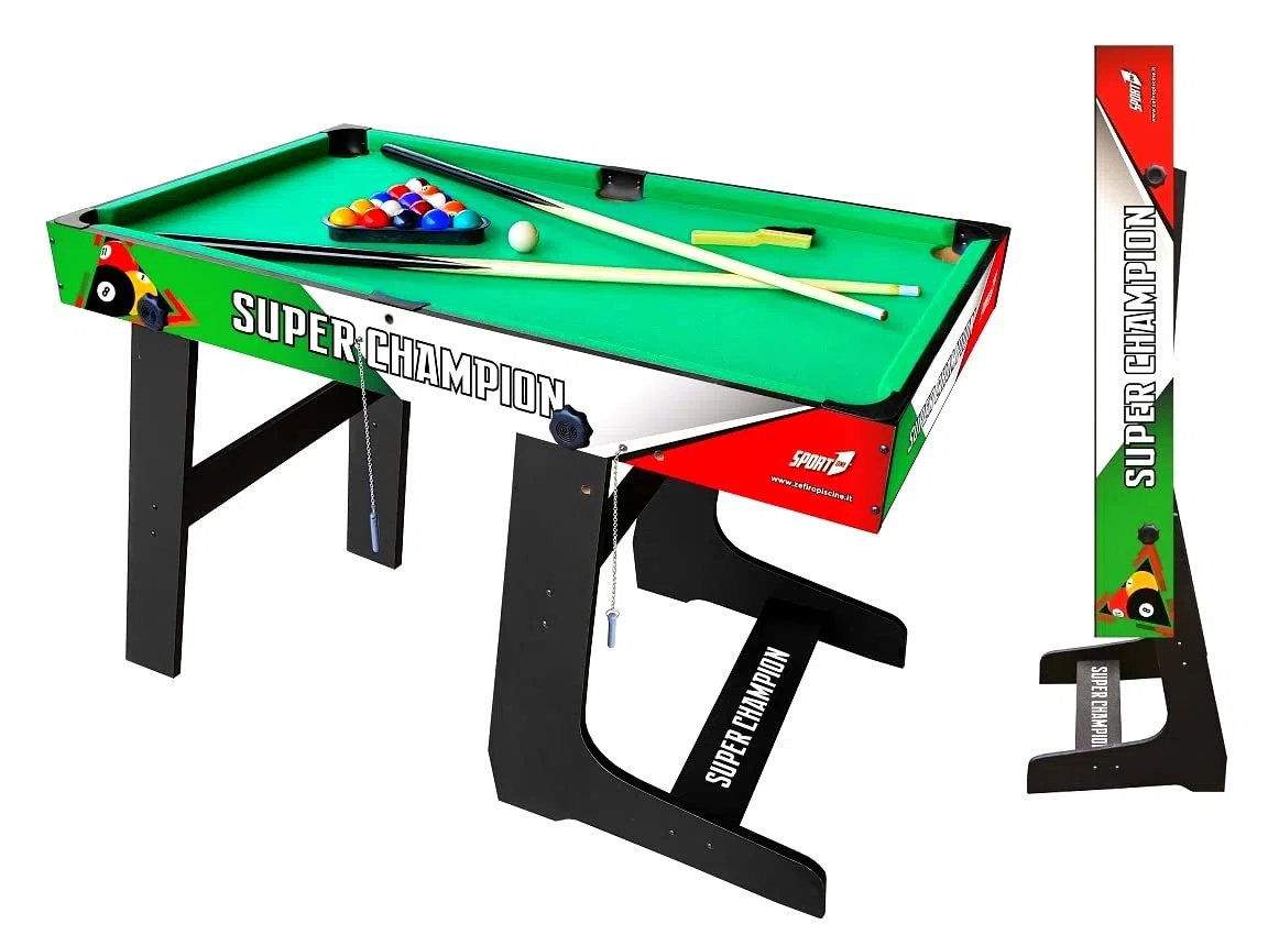 Tavolo da Biliardo Sport One Super Champion Italy Verticale Salvaspazio - Cm. 122 X 61 X 76 con Tutti gli Accessori - SPECIAL EDITION - NOVITA