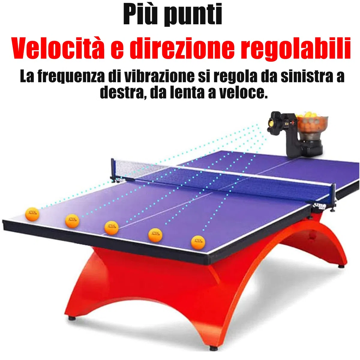 Macchina per Palline da Ping Pong Macchina per Palline Automatica Multi-Rotazione Multi-Goccia Macchina per Palline / 9 Diversi Robot da Ping Pong con Palline Rotanti