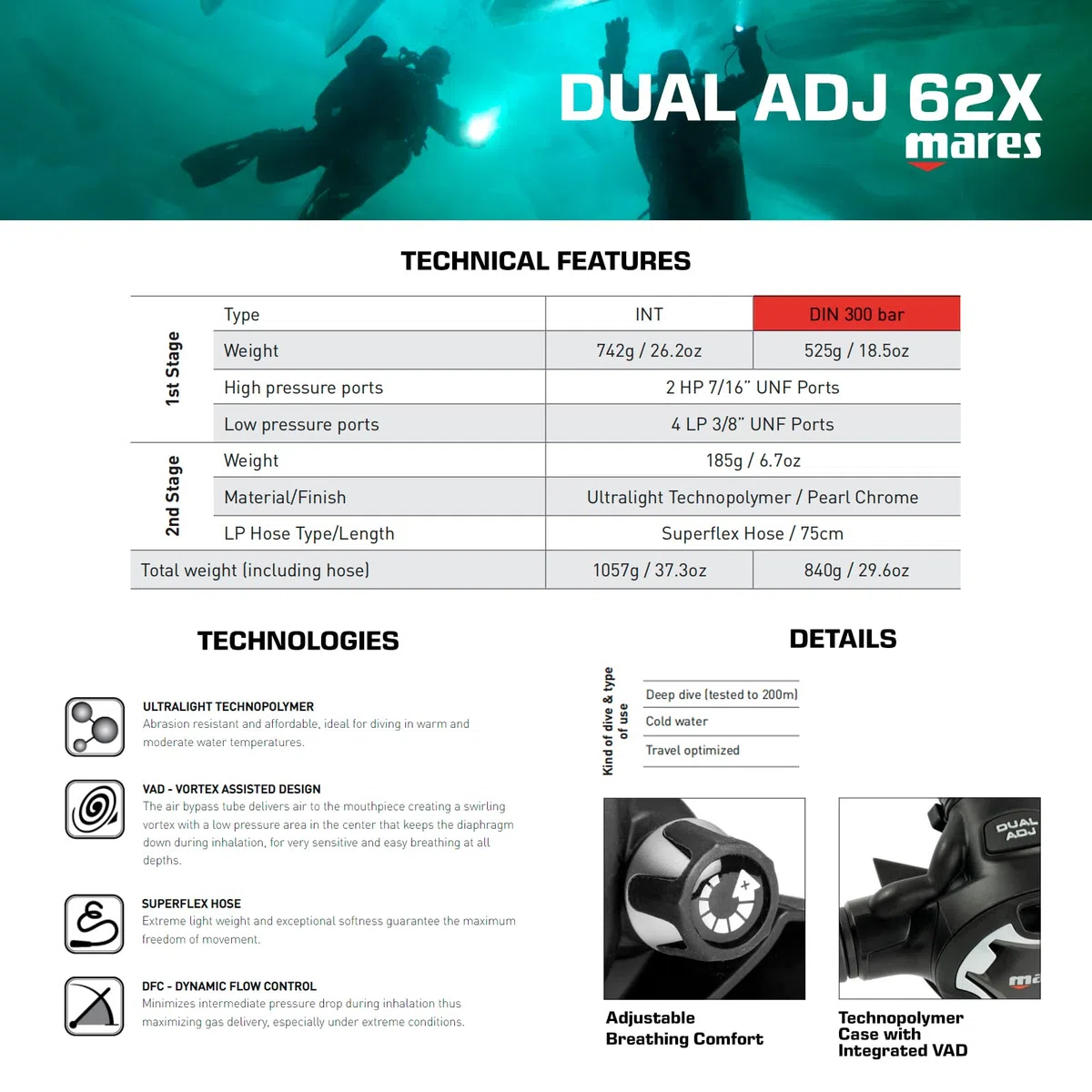 Mares Erogatore Dual ADJ 62X (DIN)