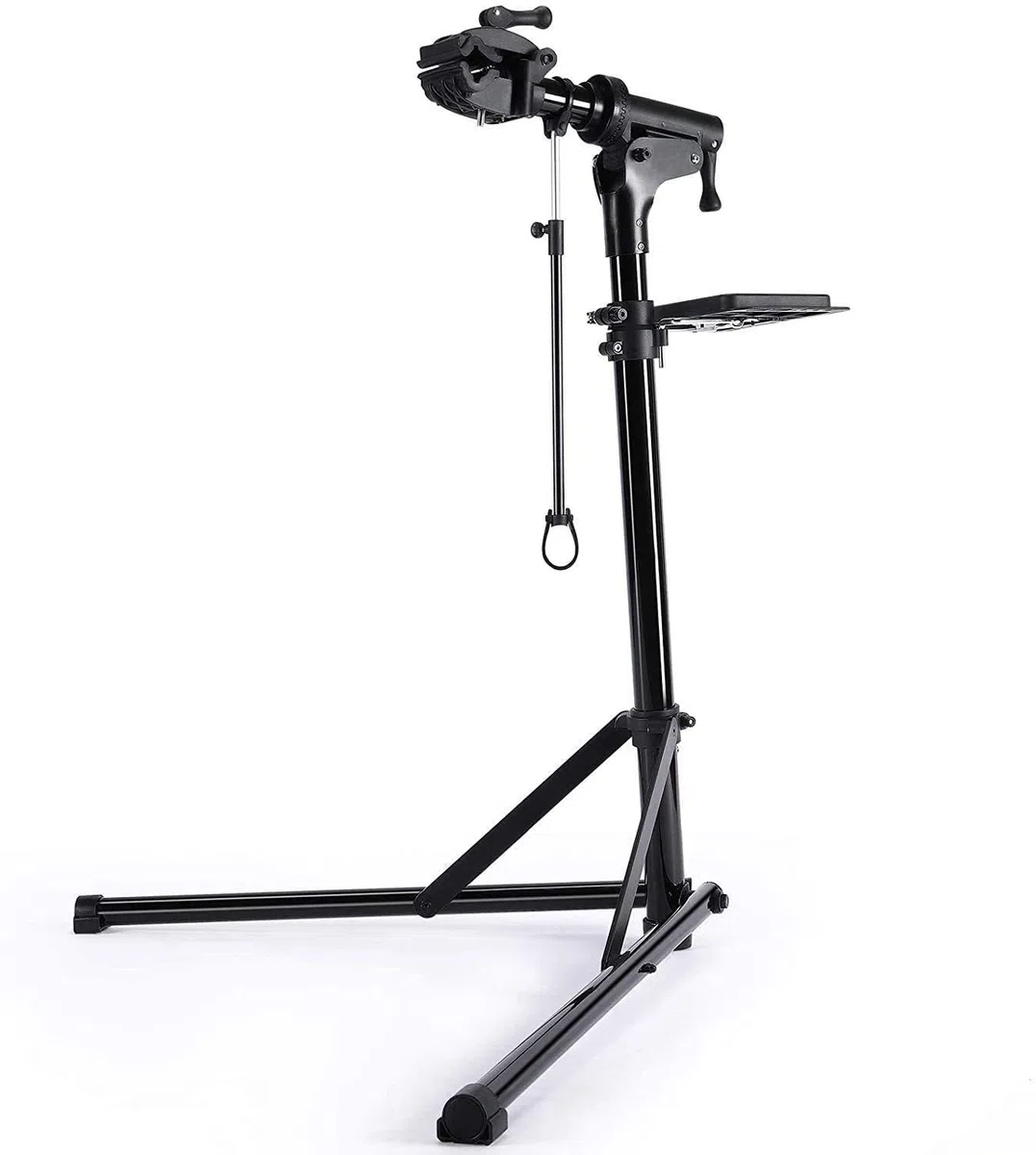 CXWXC Cavalletto per Riparazione Bici, Supporto per Manutenzione Bicicletta in Alluminio, con Vassoio Porta Utensili Magnetico, Regolabile, Leggero, Portatile Nero (Nero)