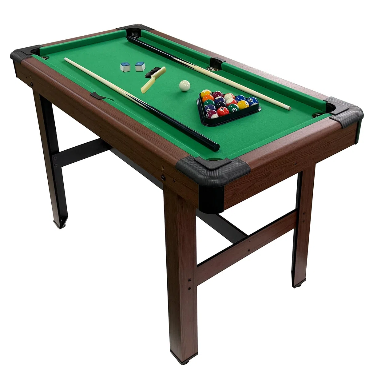 Mini tavolo da biliardo per adulti e bambini, gioco da tavolo da biliardo con 2 stecche, 2 gessetti, 16 palline, triangolo e spazzola 122 x 61 x 76 cm