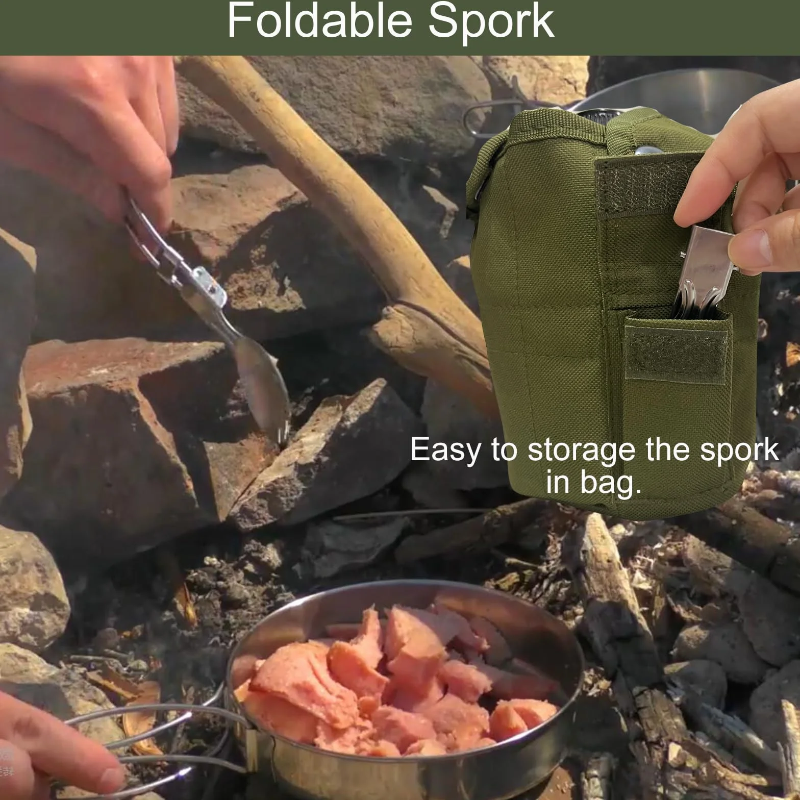 BeGrit Borraccia Militari 1 Litro con Guscio Set Gavetta Militare con Scoop e Tazza Manici Ripiegabili Gourde Militari 3 Pezzi Kit Militare Pentole Campeggio Tazza Scout per Escursioni Zaino, Verde