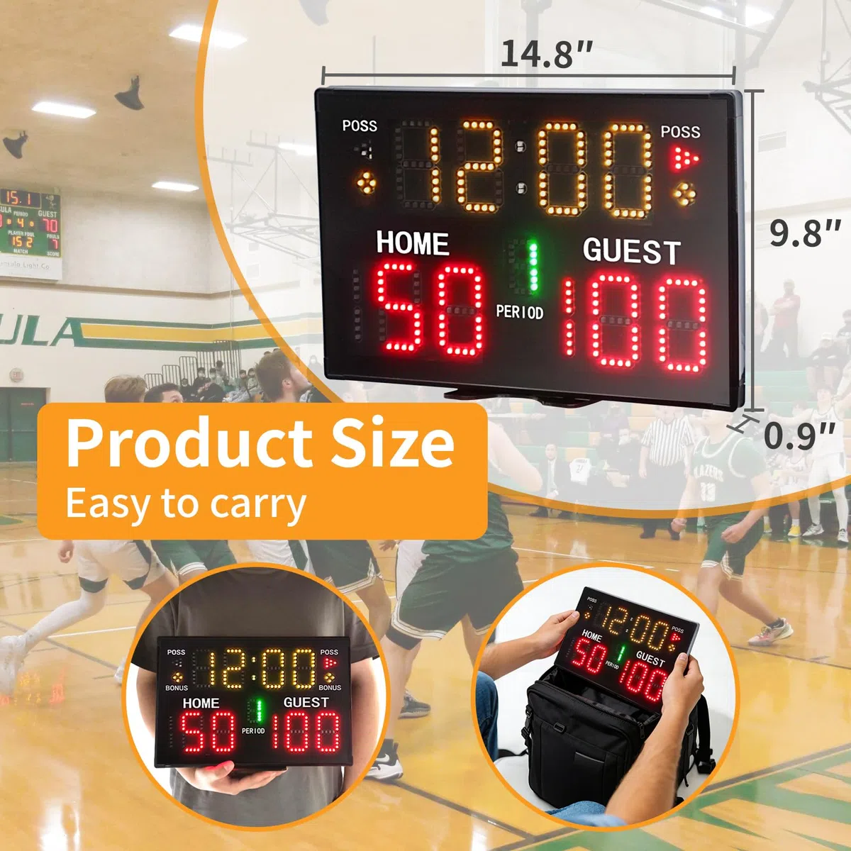 YZ Tabellone segnapunti elettronico a batteria con cicalino, tabellone segnapunti digitale da tavolo portatile con telecomando, da parete professionale punteggio score keeper per multisport indoor