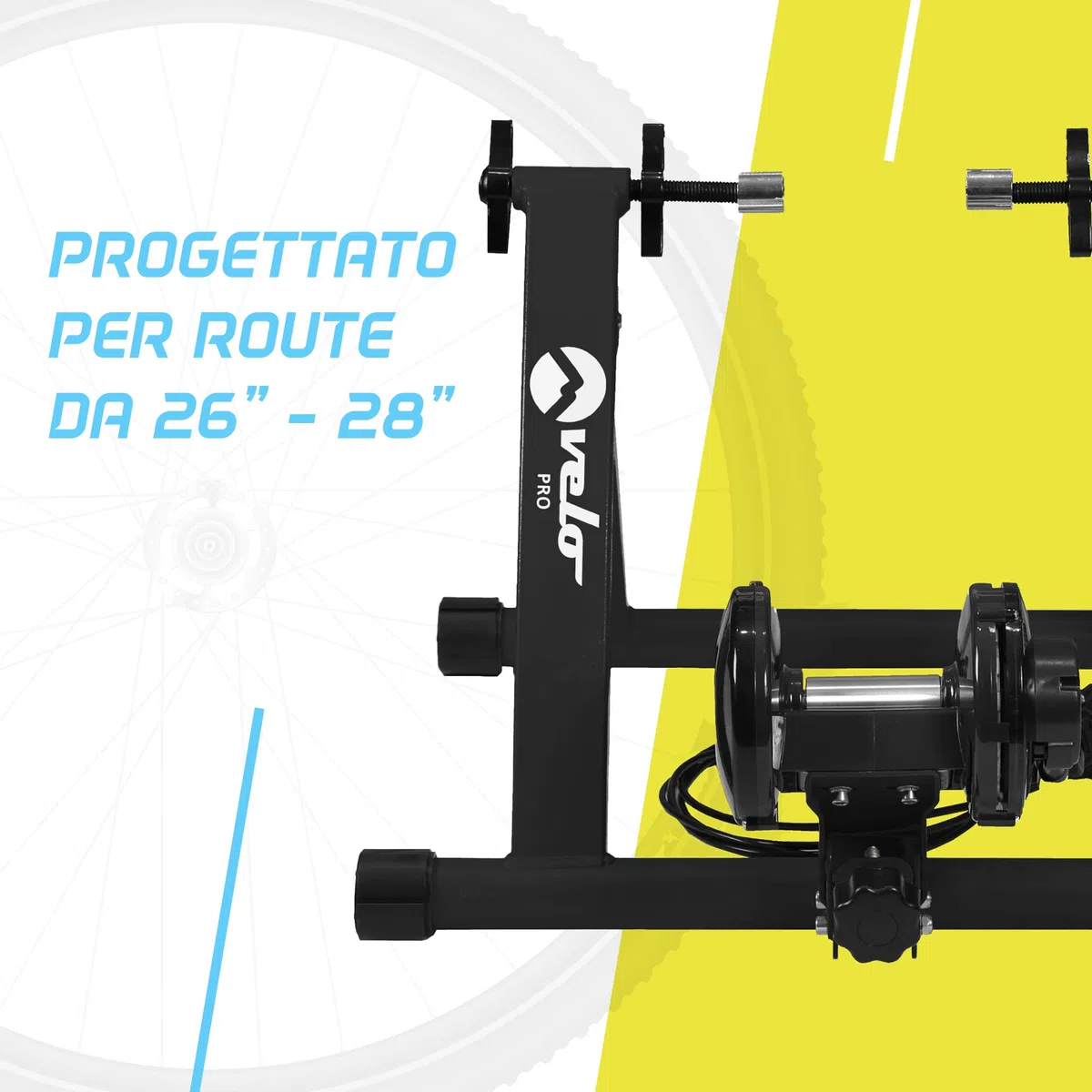 Turbo Trainer - Bicicletta da allenamento magnetica a resistenza variabile per bici da strada e da montagna - Supporto da allenamento stazionario - Telaio pieghevole in acciaio - Ruote da 66