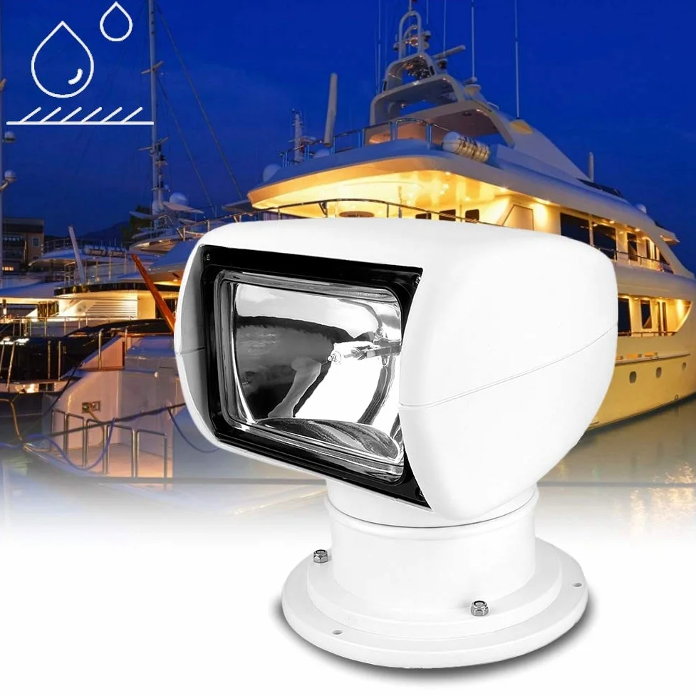 Crisis Faro di Ricerca Marino Con Telecomando 12V 100W - Impermeabile a Lungo Raggio, Girevole a 360 Gradi per Esterno, Barca, Camion, Auto, Yacht, Guardia Costiera