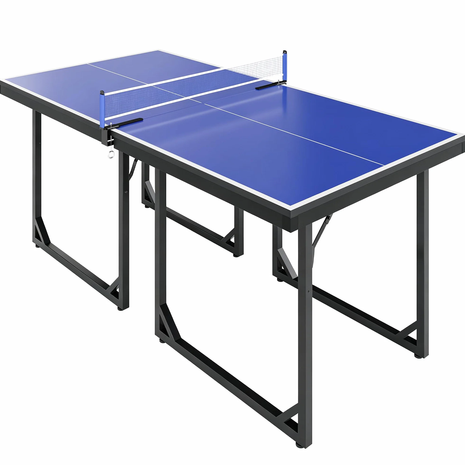HOMCOM Tavolo da Ping Pong Pieghevole per Interni, Tavolo Ping Pong con Rete, Montaggio Non Richiesto, Blu e Viola