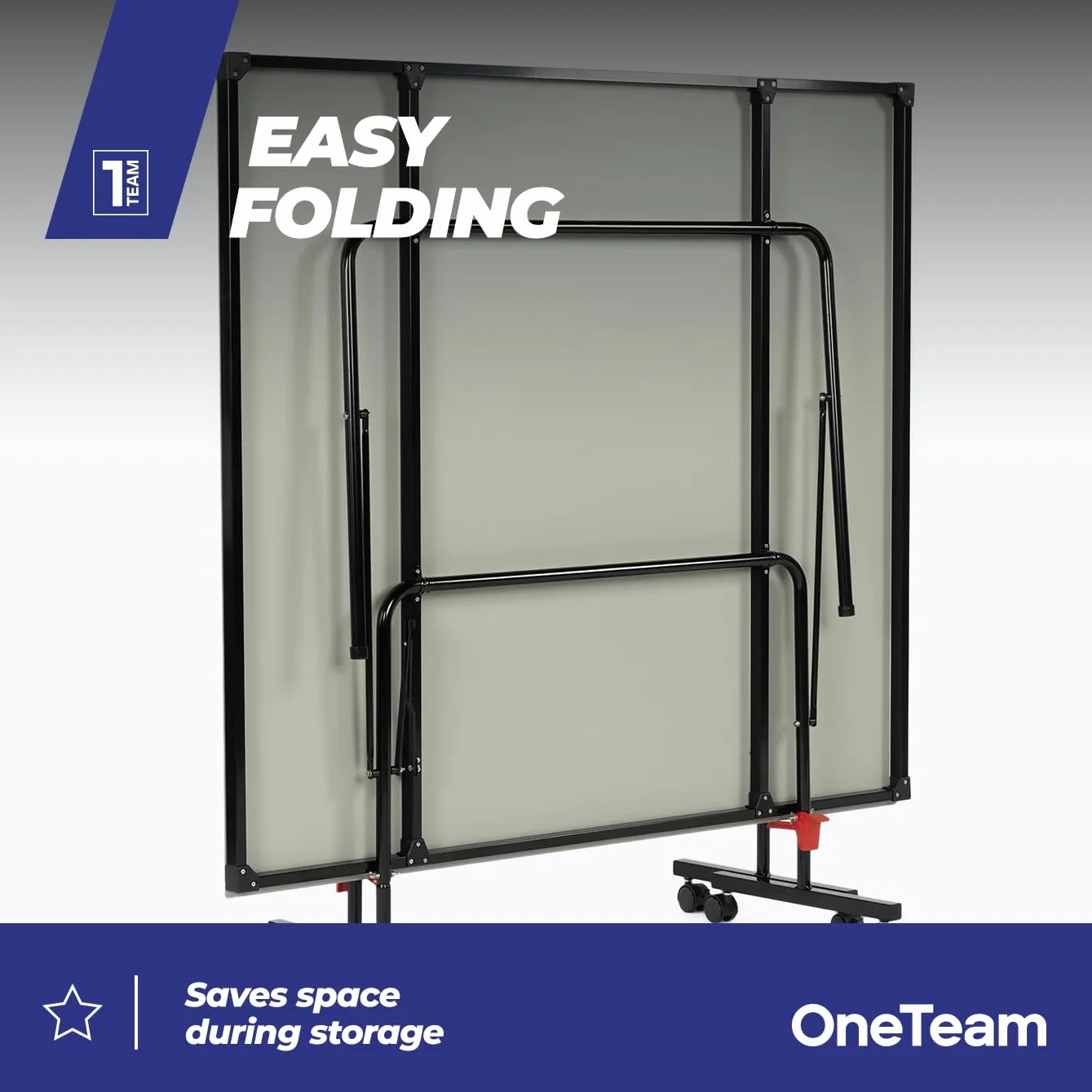 OneTeam Tavolo da ping pong Dimensioni 274x152,5x76 cm per gioco all'aperto con rete pieghevole Ruote per trasporto con funzione di bloccaggio Azzurro