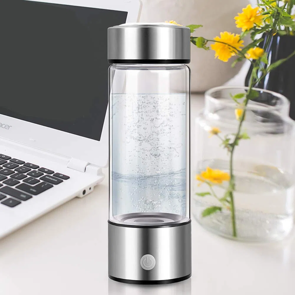 Bottiglia d'Acqua a Idrogeno Portatile, Generatore Con Ricarica USB, Ionizzatore d'Acqua Ricca per Ufficio, Viaggi e Lavoro (Nero)